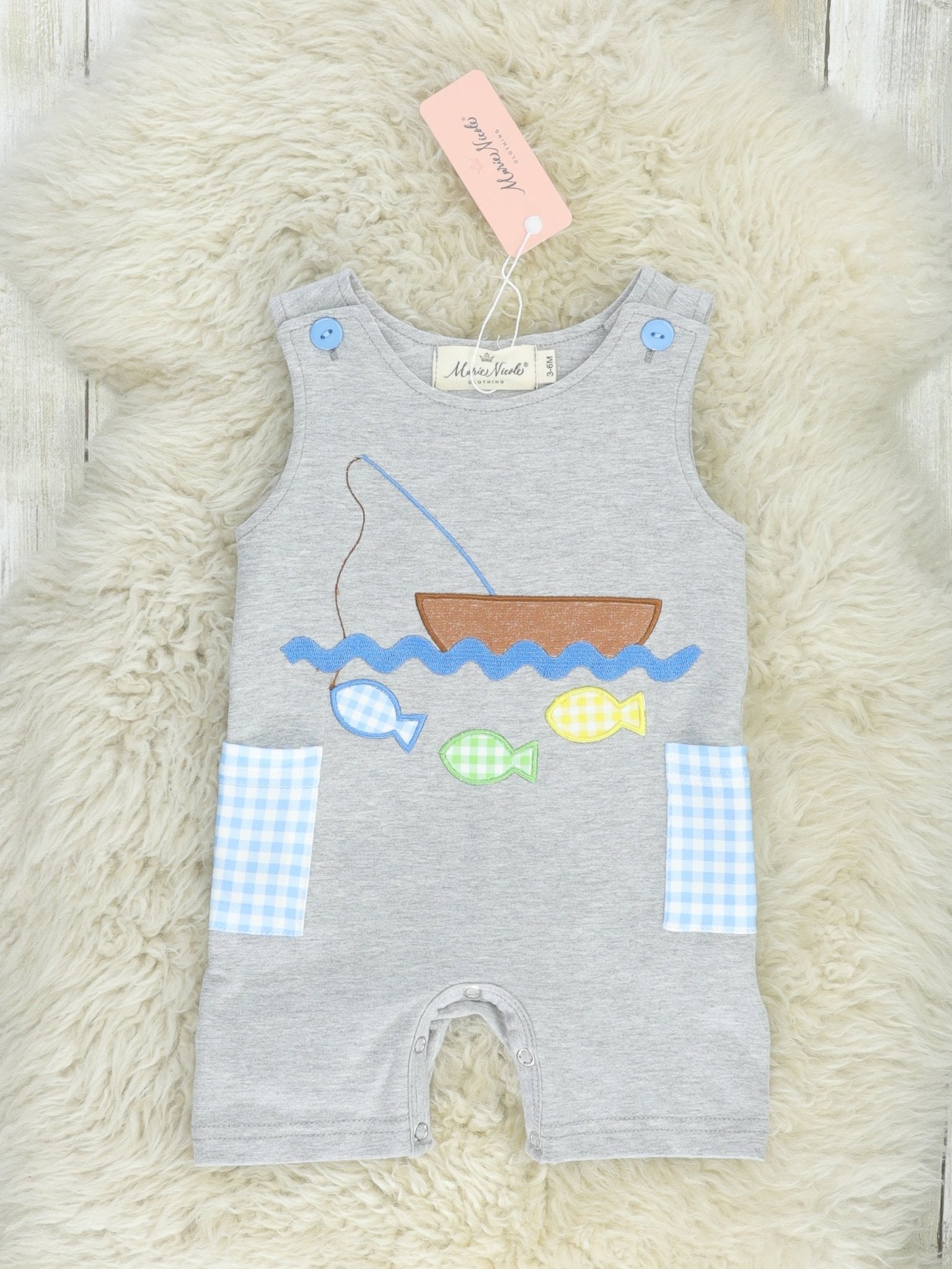 Blue Gingham Fishing Johnny - Marie Nicole Clothing