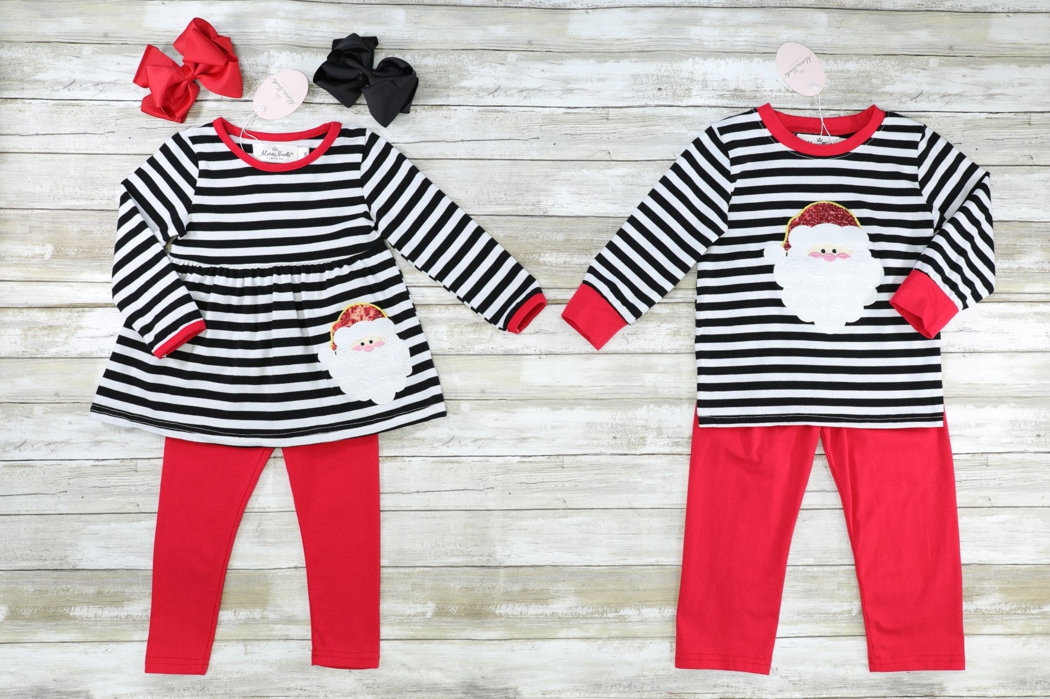 Striped Santa Peplum Outfit - Marie Nicole Clothing