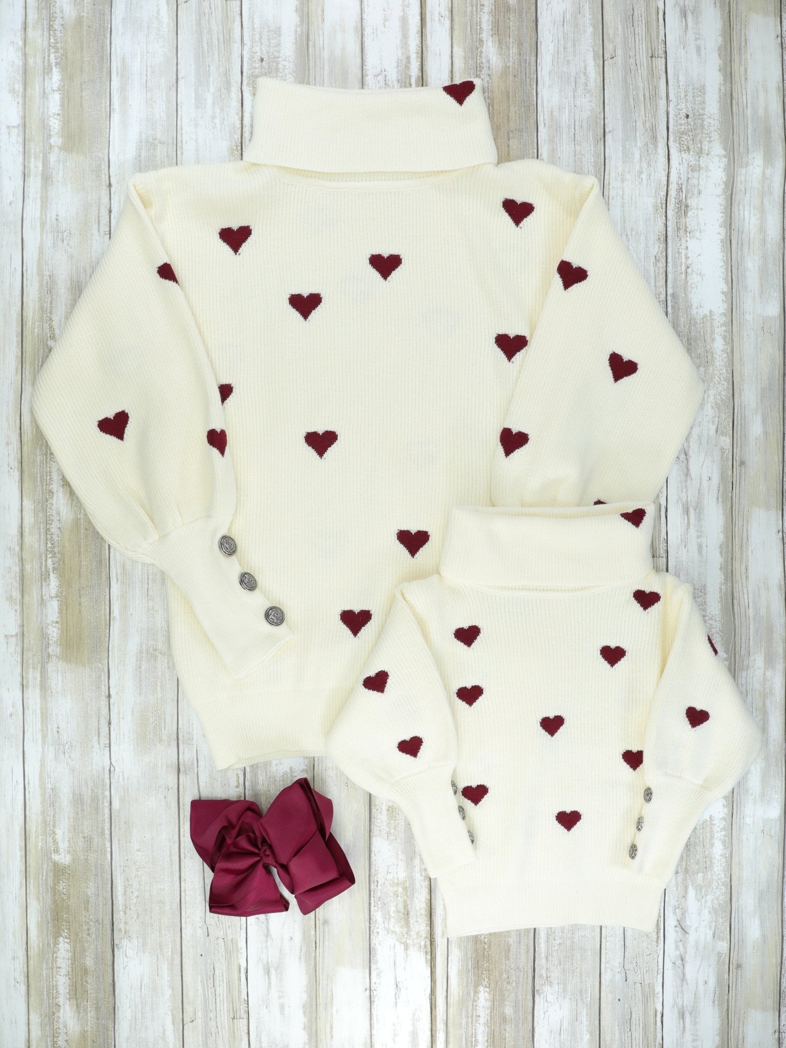 Mom & Me Hearts Turtleneck Sweater - Marie Nicole Clothing