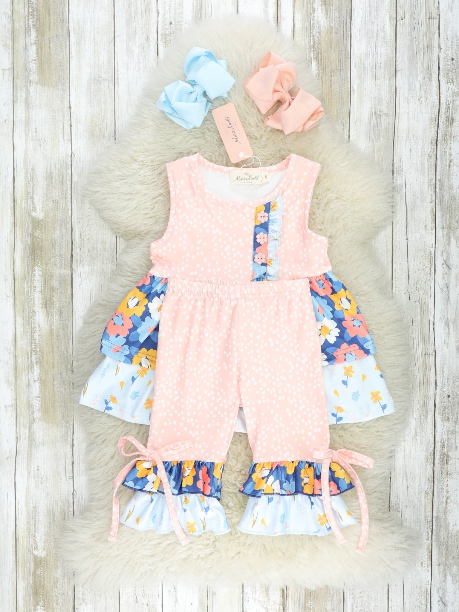 Navy Dahlia Ruffle Outfit - Marie Nicole Clothing