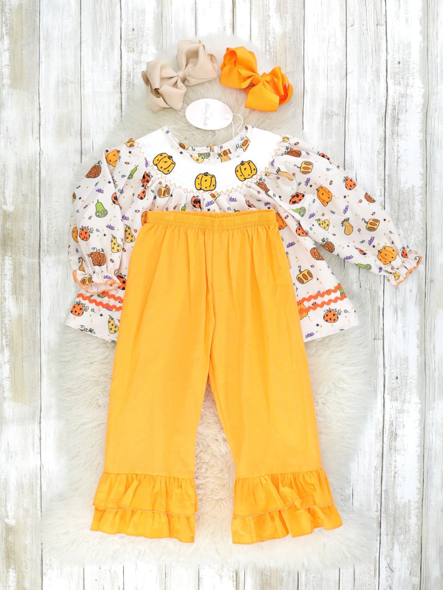 Pumpkin Spice & Spooky Nights Smocked Outfit - Marie Nicole Clothing