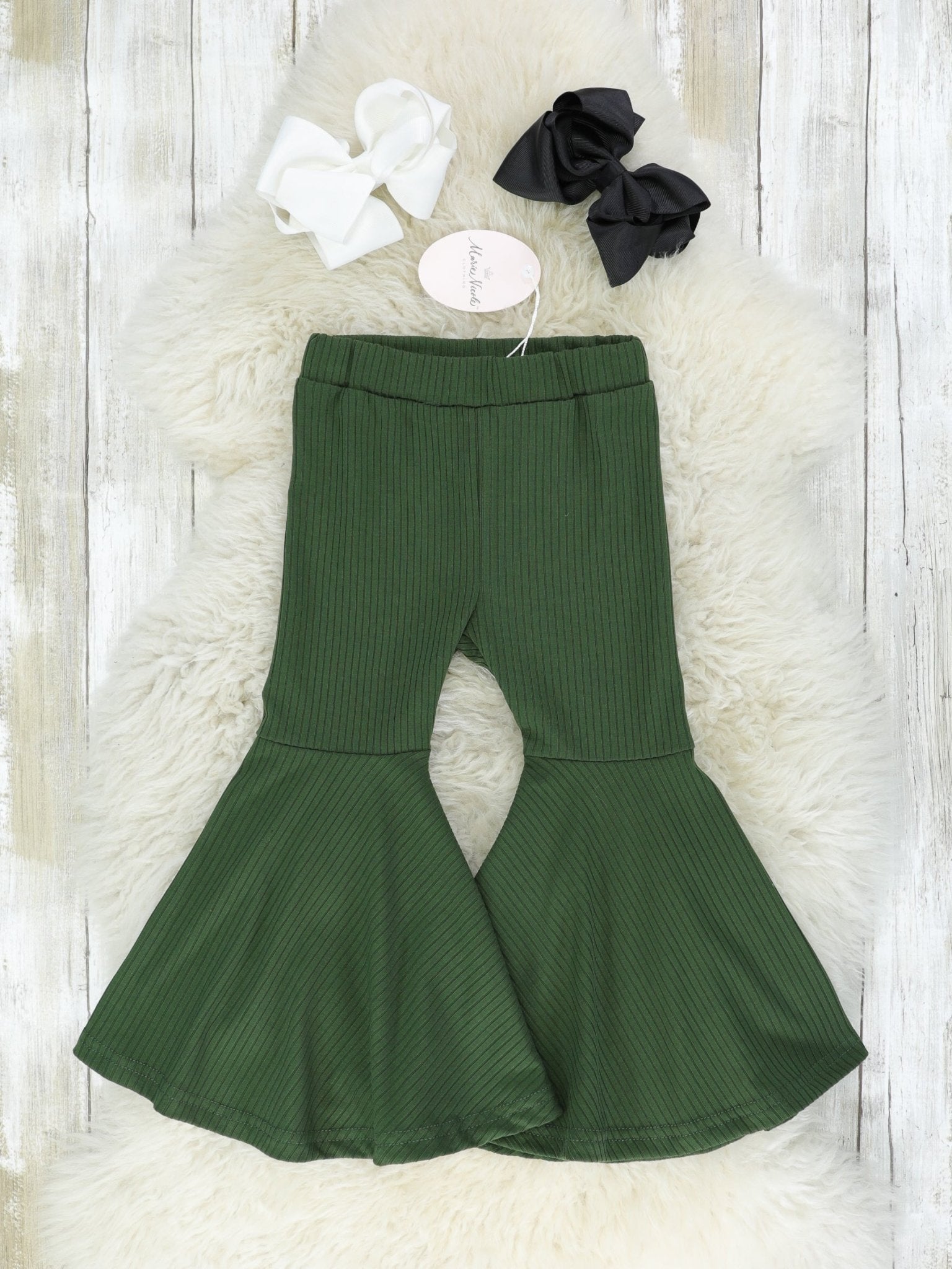 Army Green Ribbed Bell Bottoms - Marie Nicole Clothing