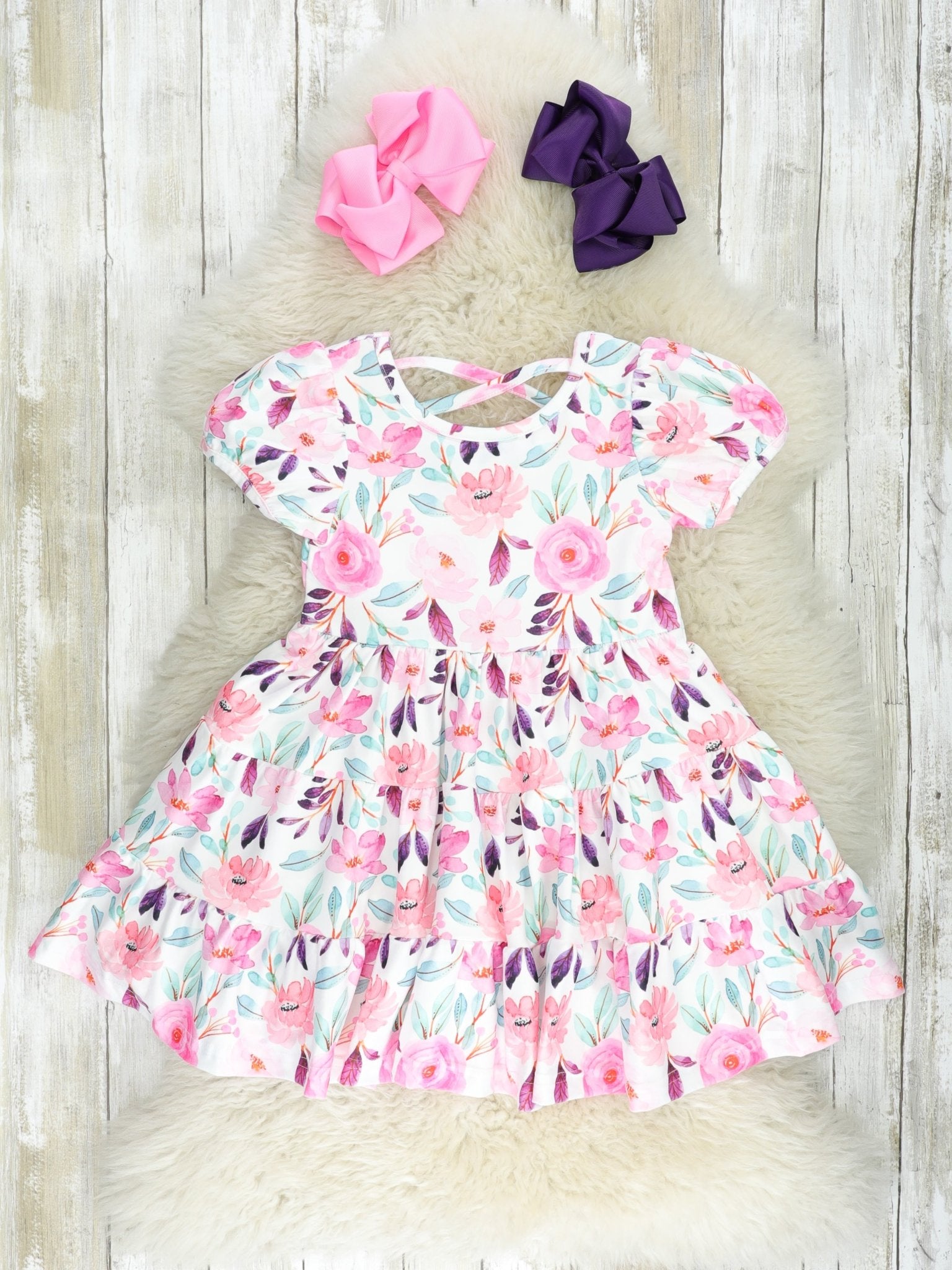 Pink Rose Tiered Dress - Marie Nicole Clothing