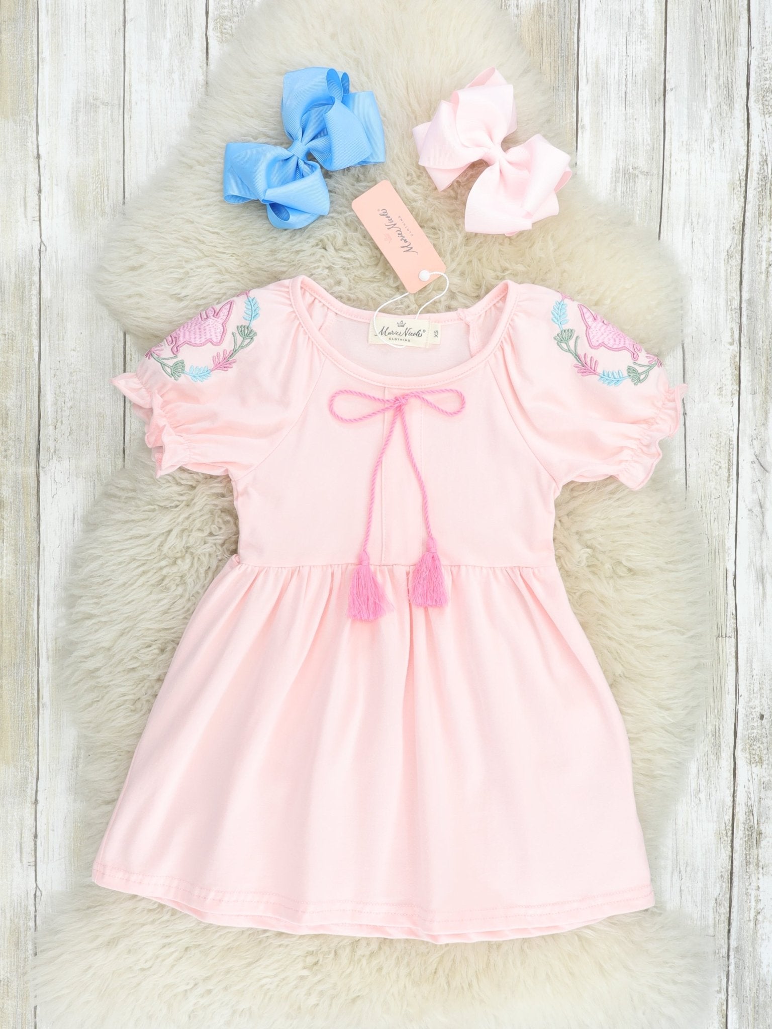 Blush Bunny Tie Dress - Marie Nicole Clothing