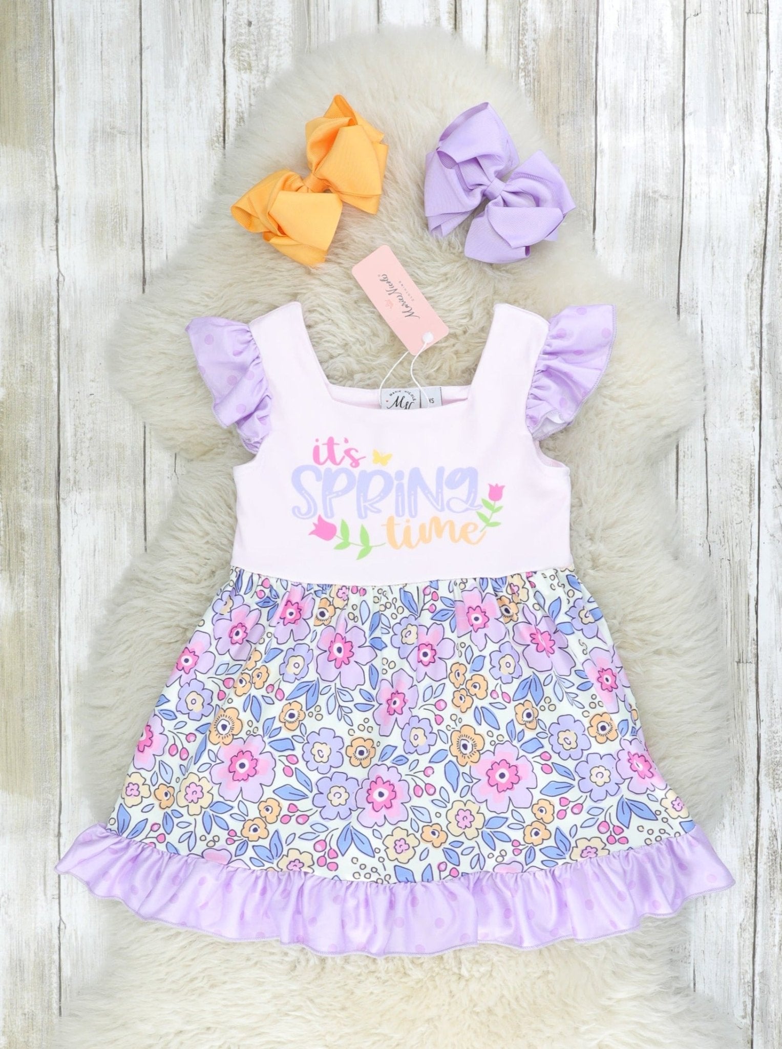 Purple "Spring Time" Ruffle Dress - Marie Nicole Clothing