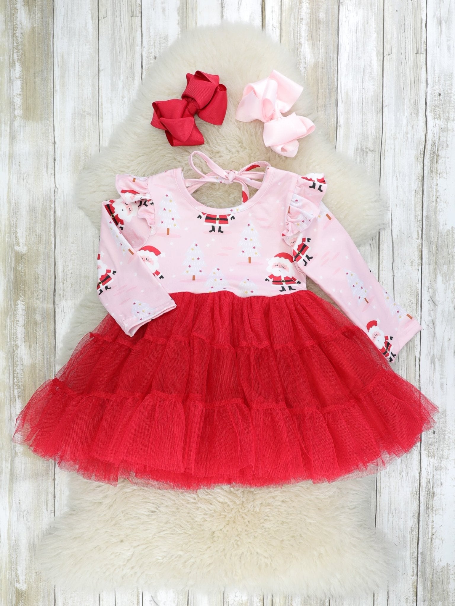 Pink Santa Tulle Tie Dress - Marie Nicole Clothing