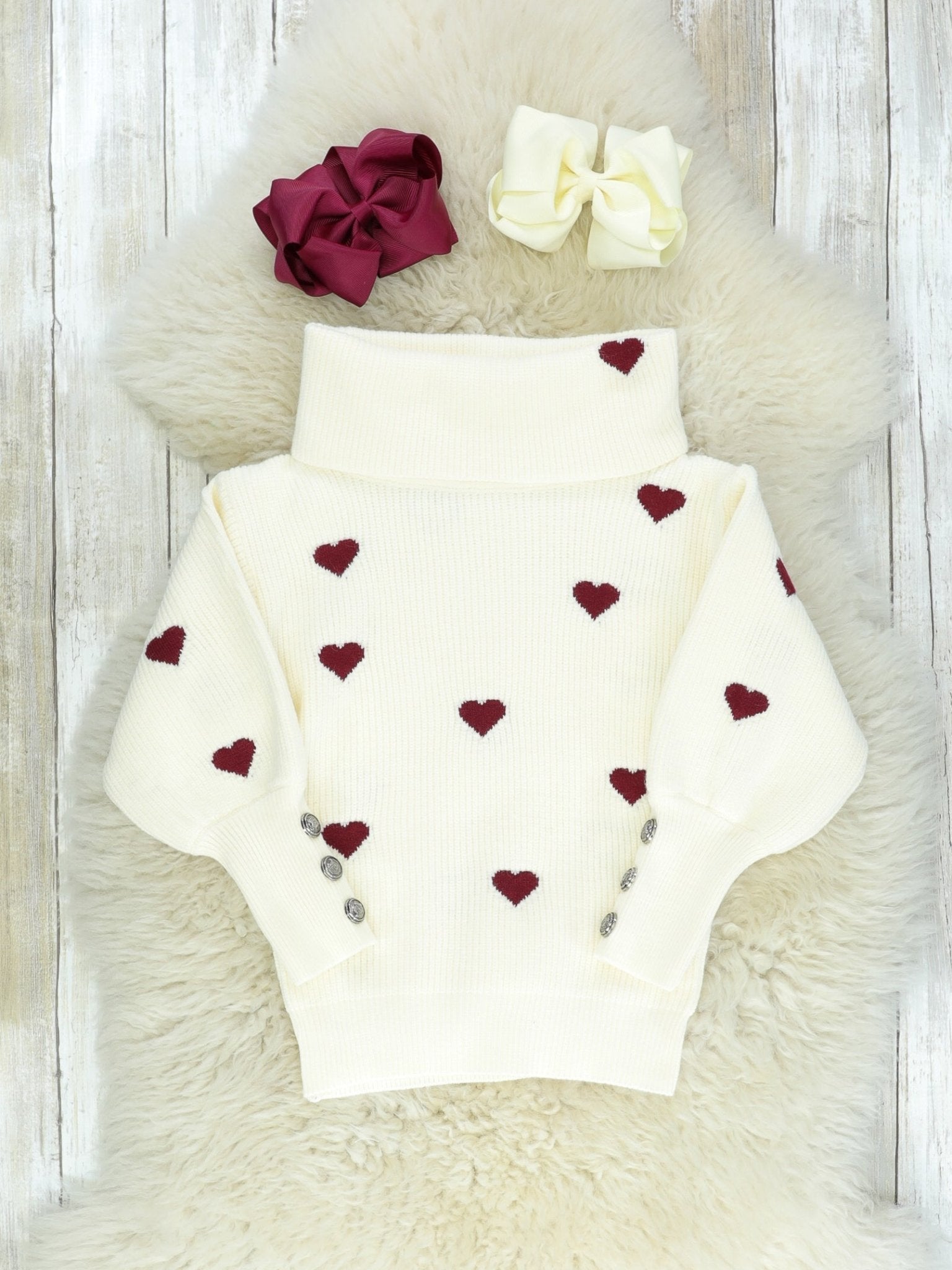 Mom & Me Hearts Turtleneck Sweater - Marie Nicole Clothing