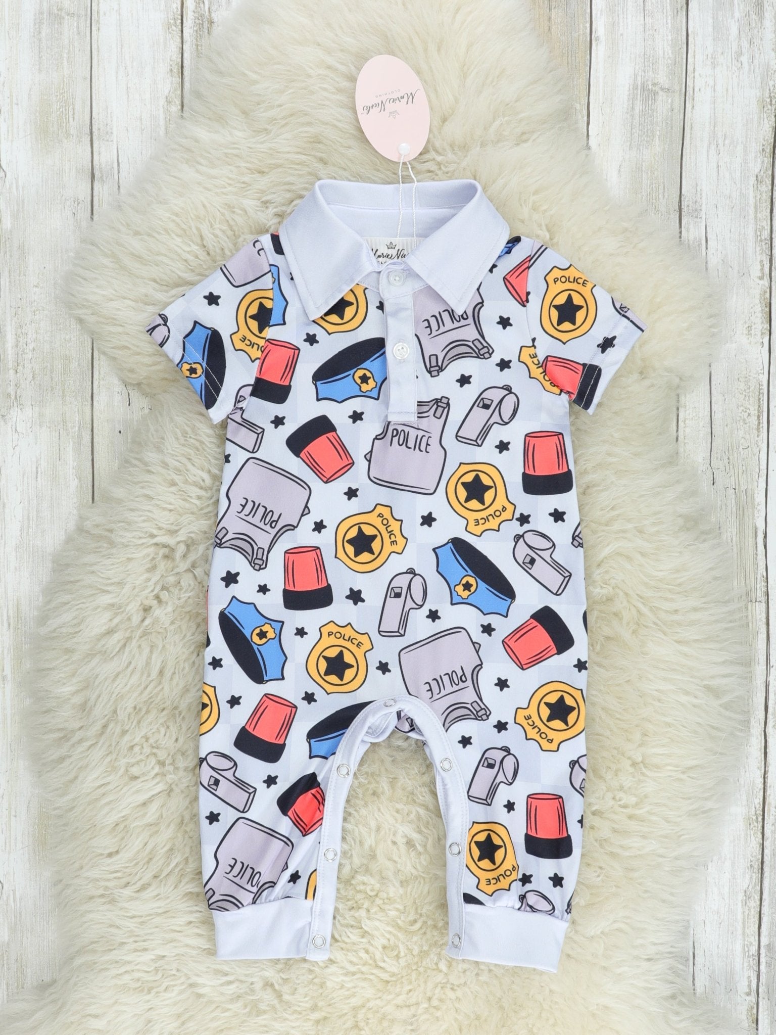 Police Party Polo Romper - Marie Nicole Clothing
