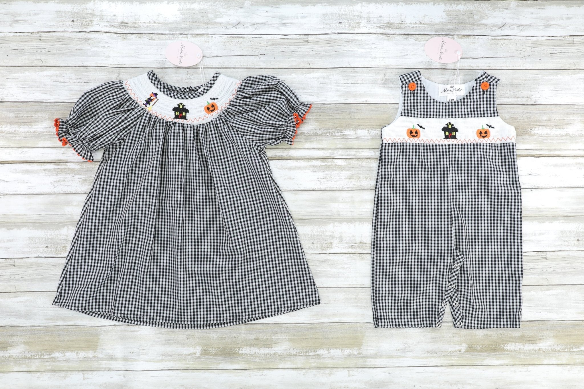 Gingham Smocked Halloween Dress - Marie Nicole Clothing