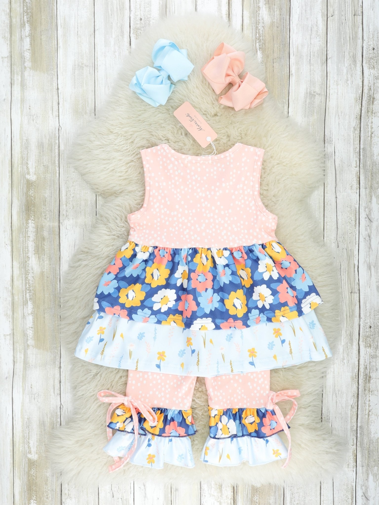 Navy Dahlia Ruffle Outfit - Marie Nicole Clothing