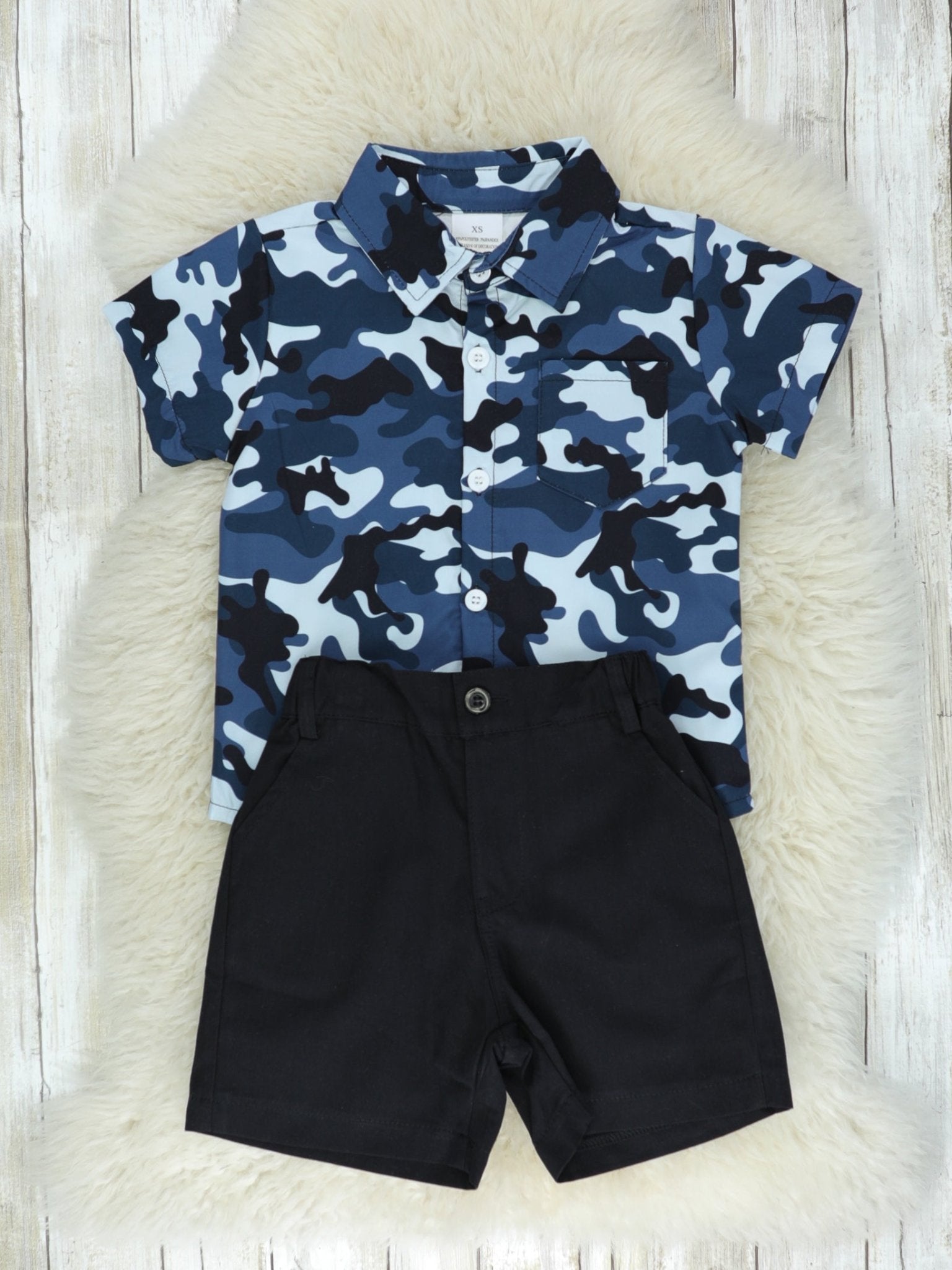 Camo Button Down & Shorts Outfit - Marie Nicole Clothing