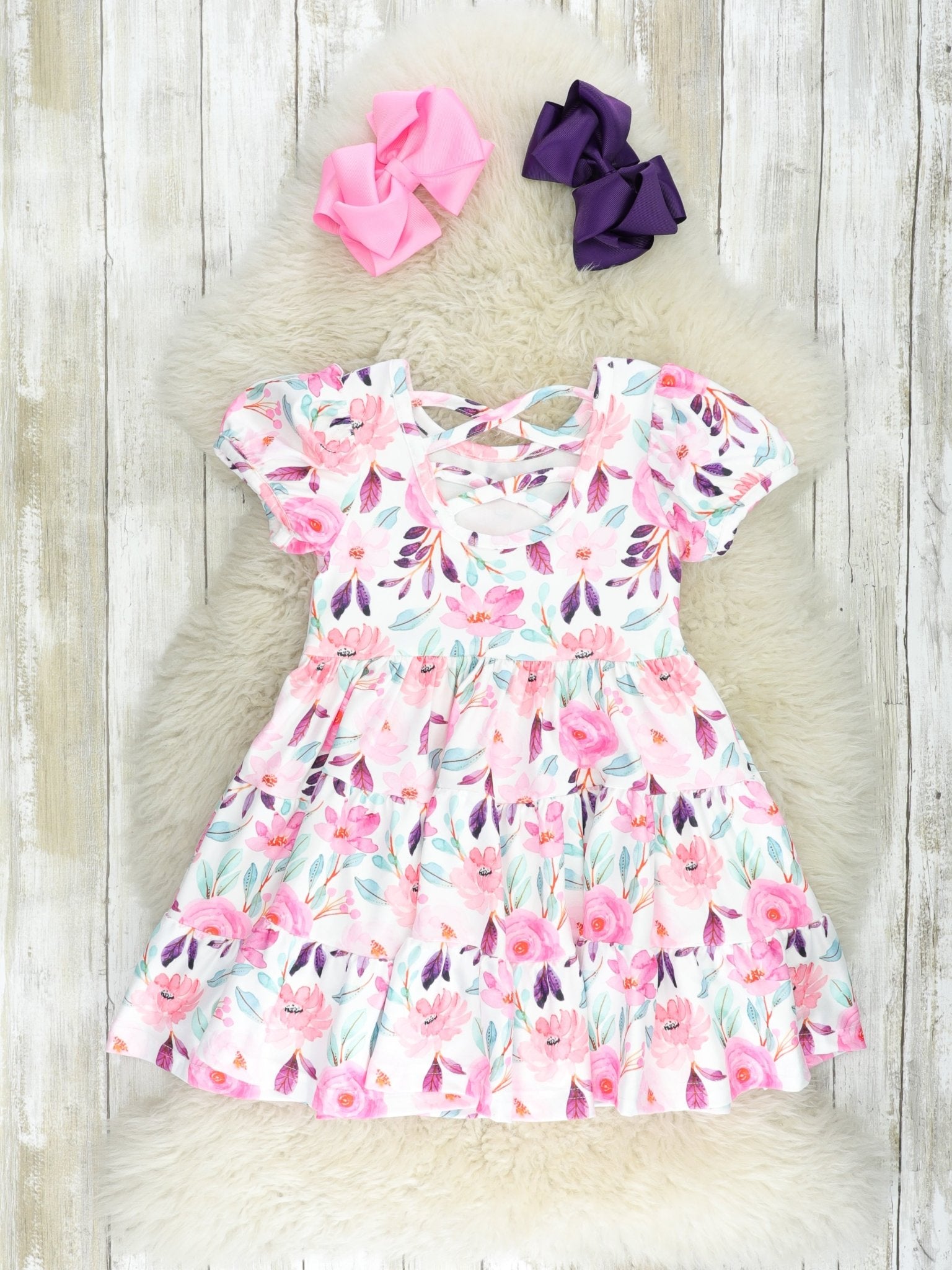 Pink Rose Tiered Dress - Marie Nicole Clothing