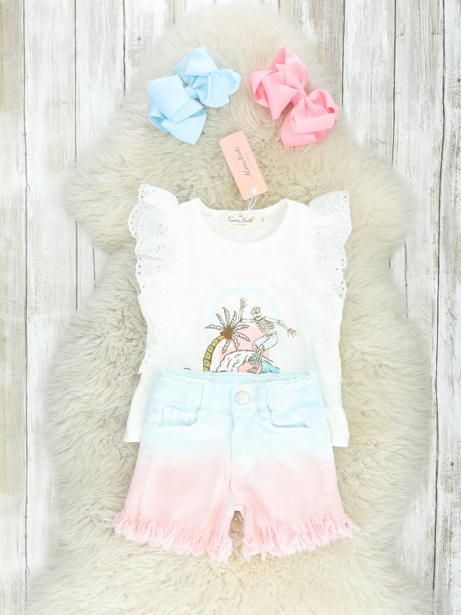 Paradise Ruffle Top & Ombre Shorts Outfit - Marie Nicole Clothing