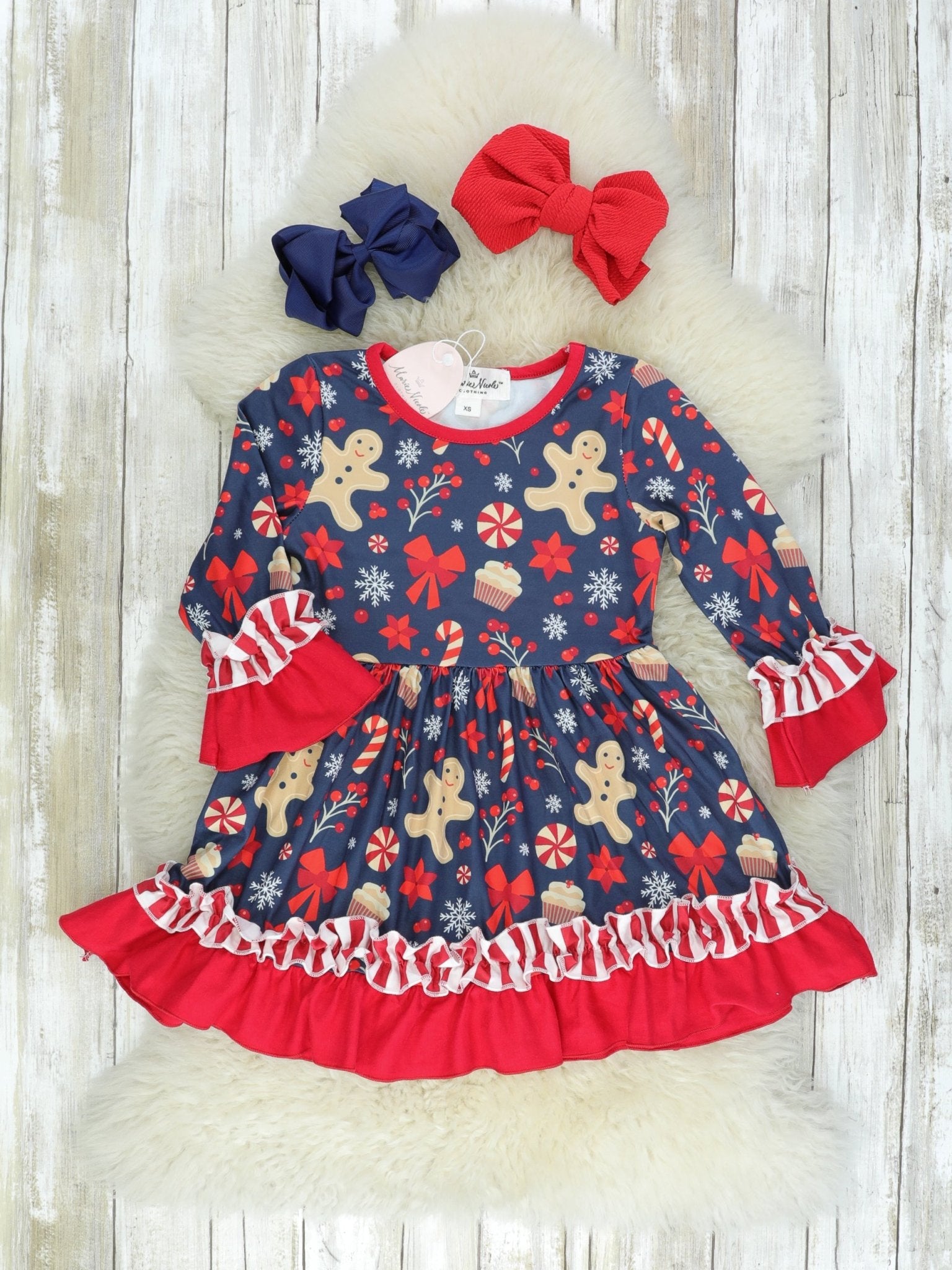 Sweet Gingerbread Ruffle Dress - Marie Nicole Clothing