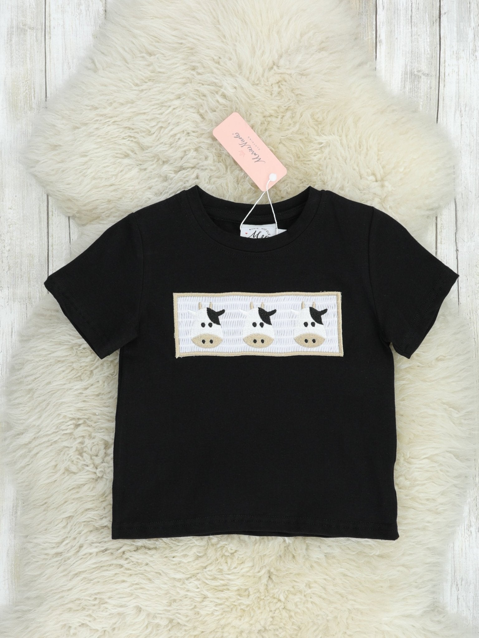 Smocked Cow Shirt - Marie Nicole Clothing