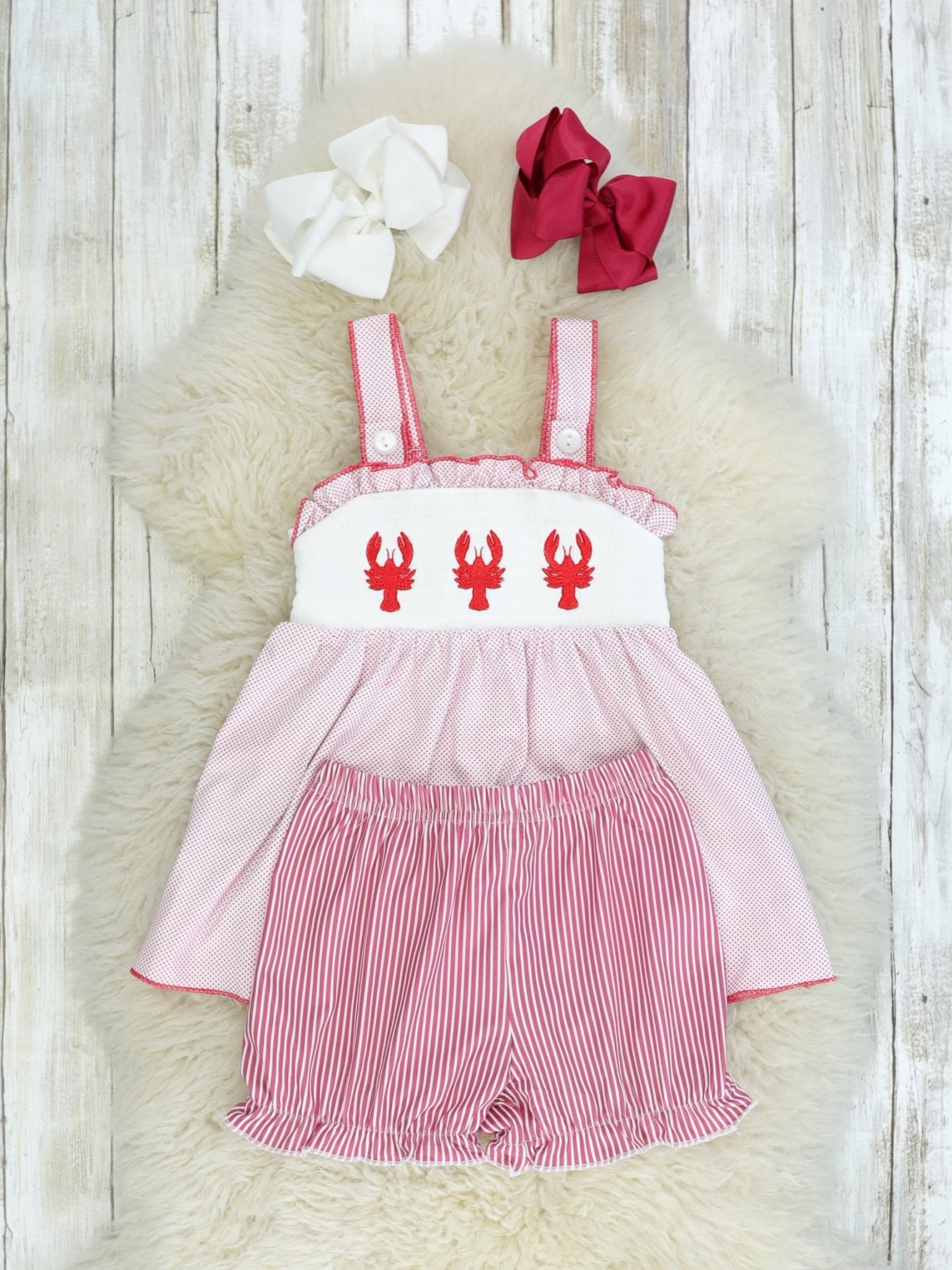 Red Lobster Smocked Outfit - Marie Nicole Clothing