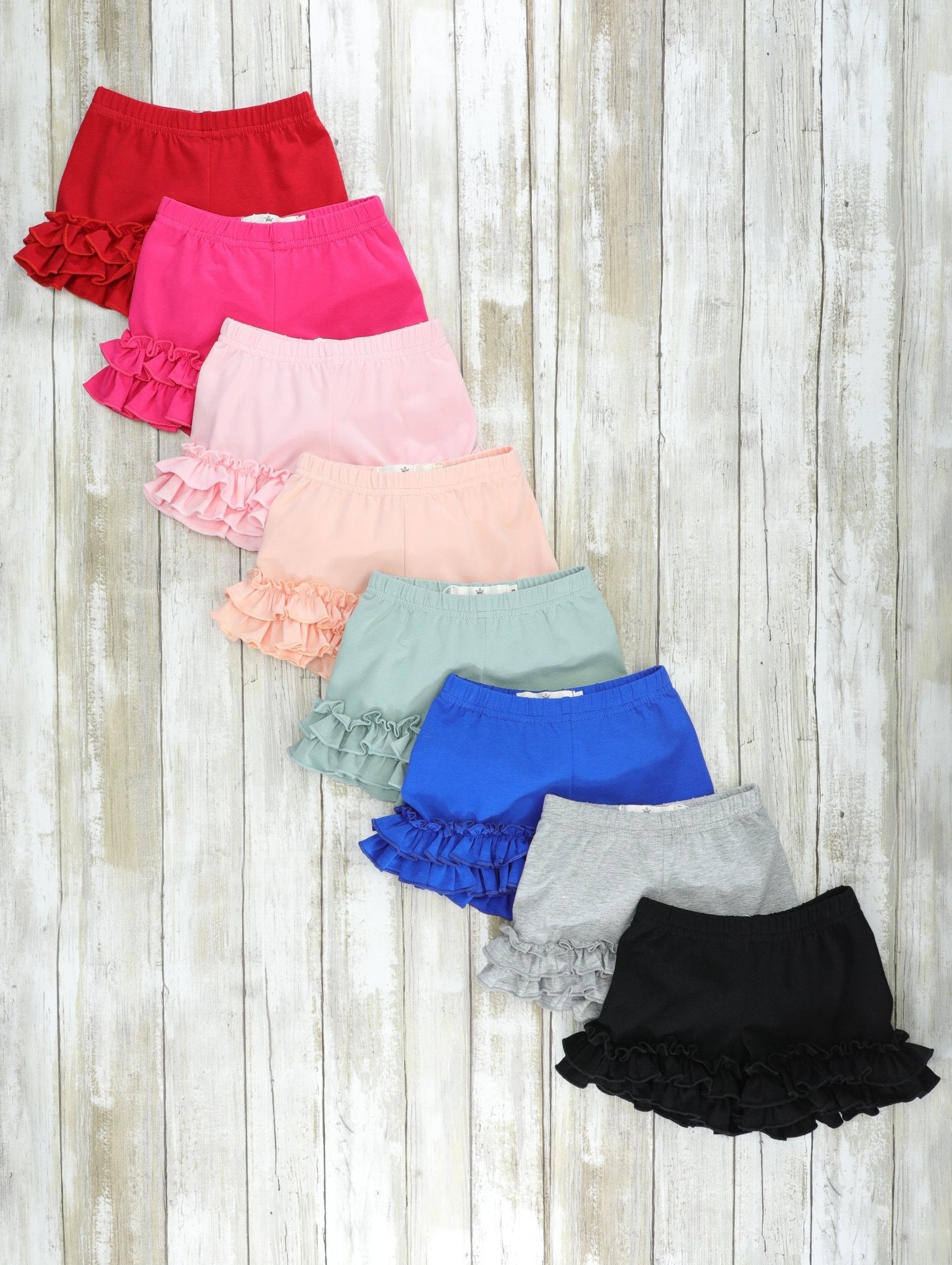 Cotton Ruffle Hem Shorts - Peach - Marie Nicole Clothing