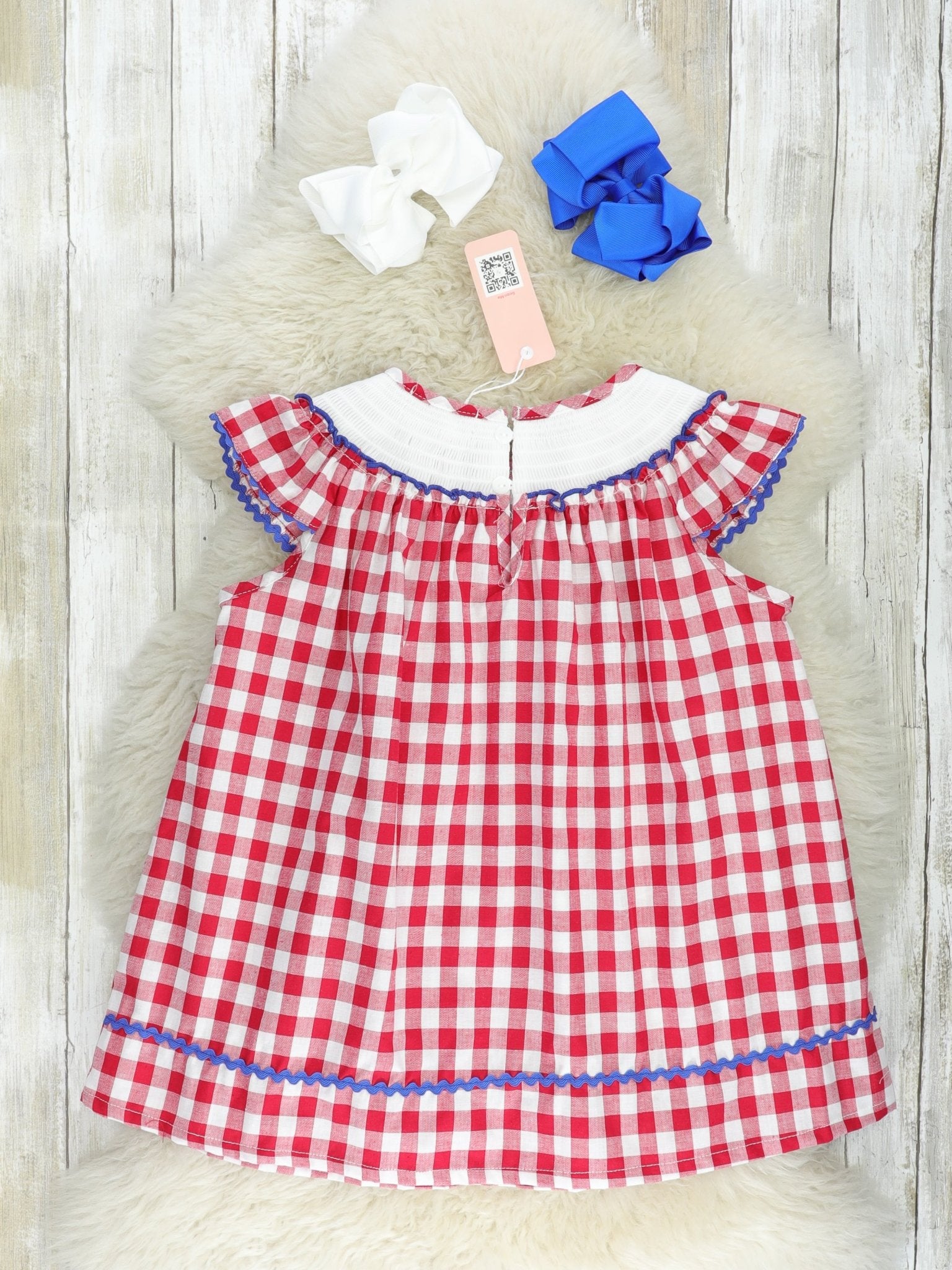 American Flag Smocked 100% Cotton Dress - Marie Nicole Clothing