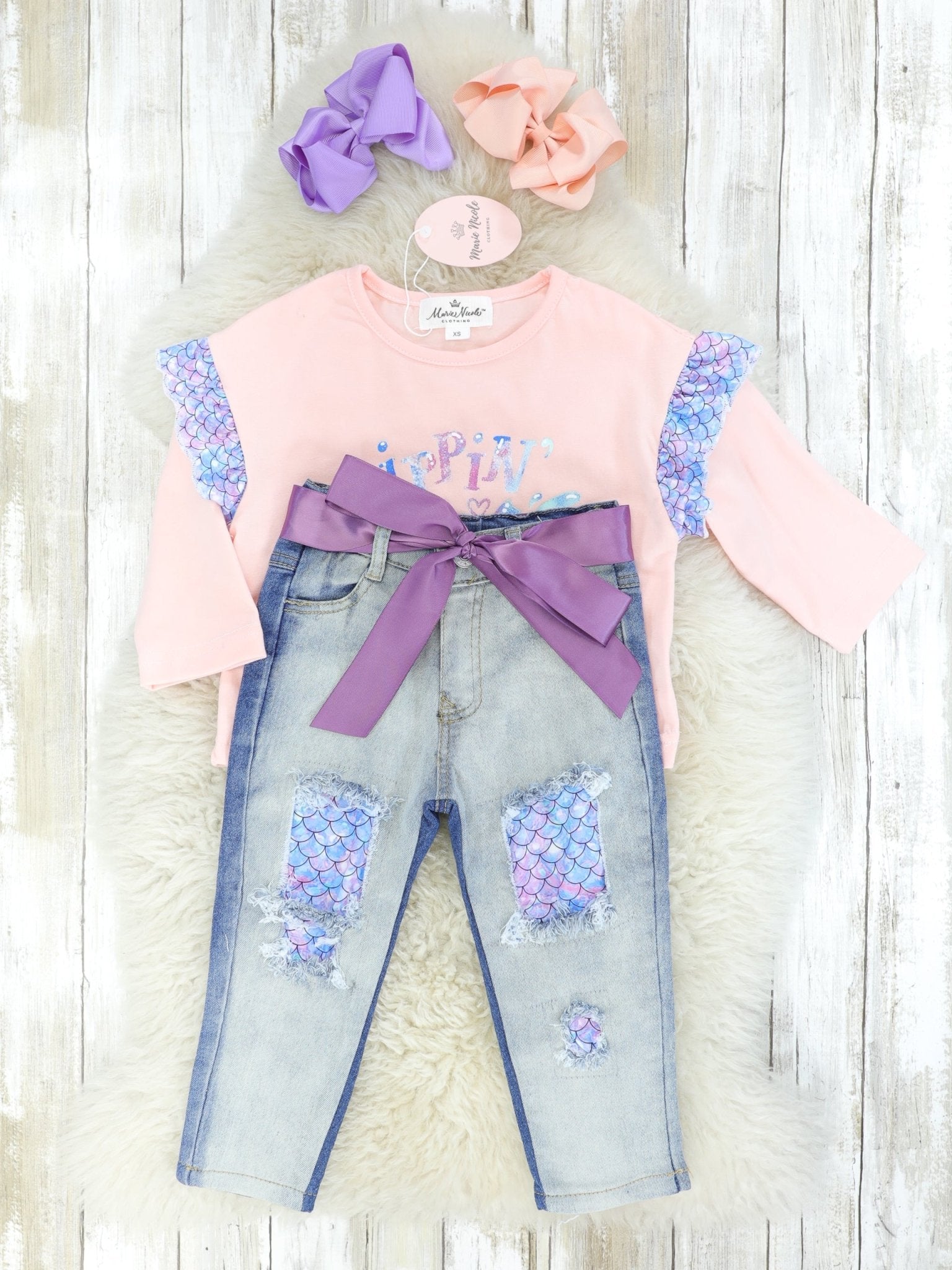 Flippin' Cute Mermaid Denim Outfit - Marie Nicole Clothing