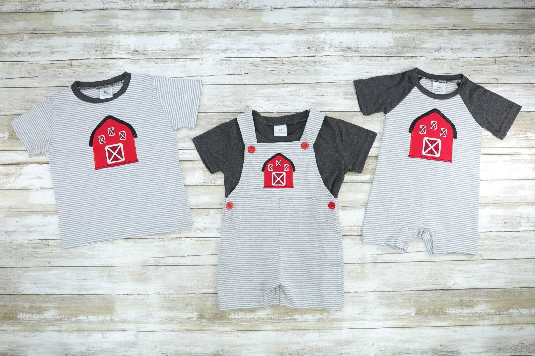 Striped Barn Overall Set - Marie Nicole Clothing