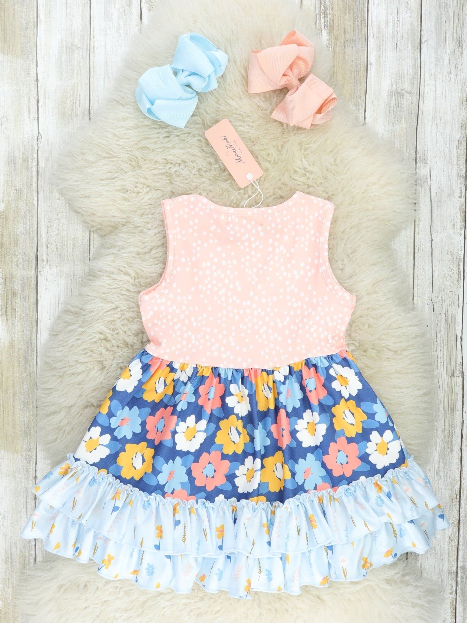 Navy Dahlia Ruffle Dress - Marie Nicole Clothing
