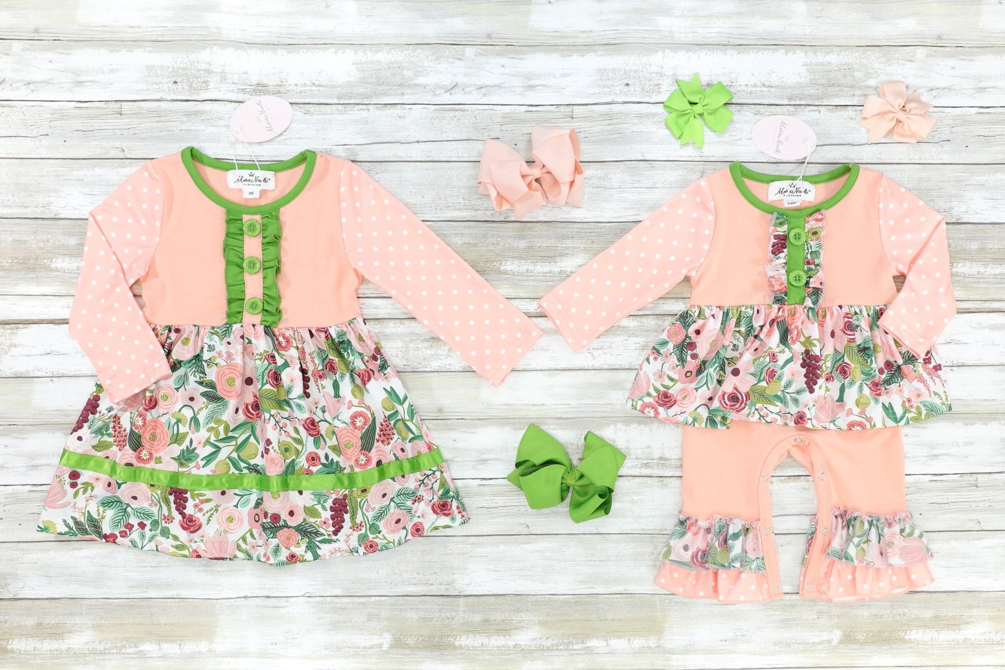 Pink & Green Floral Dress - Marie Nicole Clothing