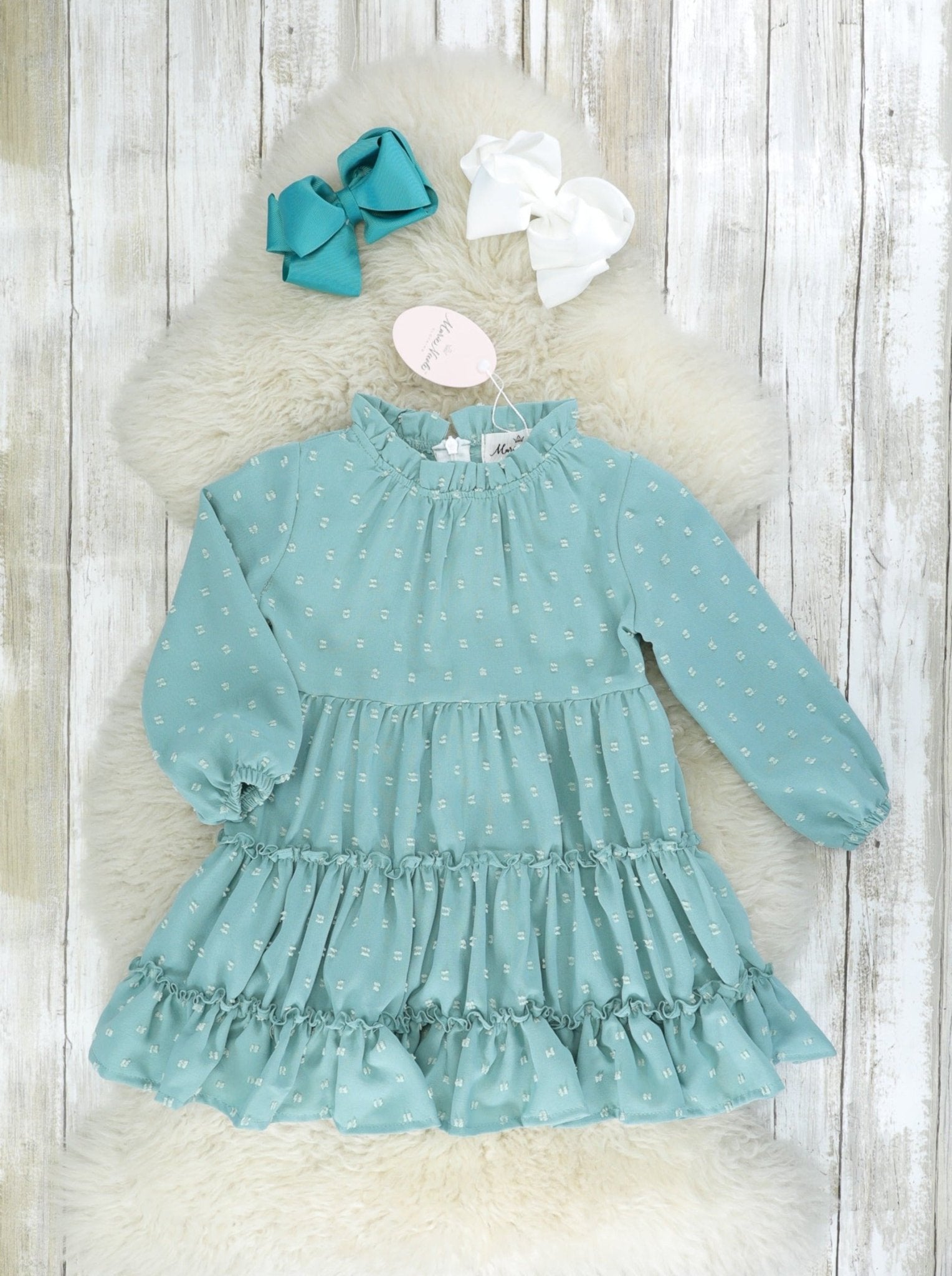 Mom & Me Nile Blue Swiss Dot Tiered Dress - Marie Nicole Clothing