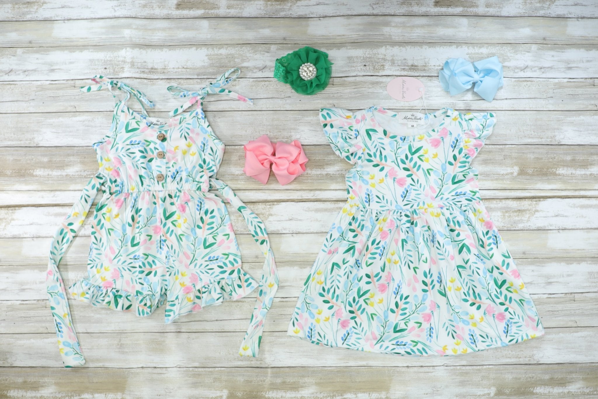 Green, Blue, & Pink Floral Swing Dress - Marie Nicole Clothing
