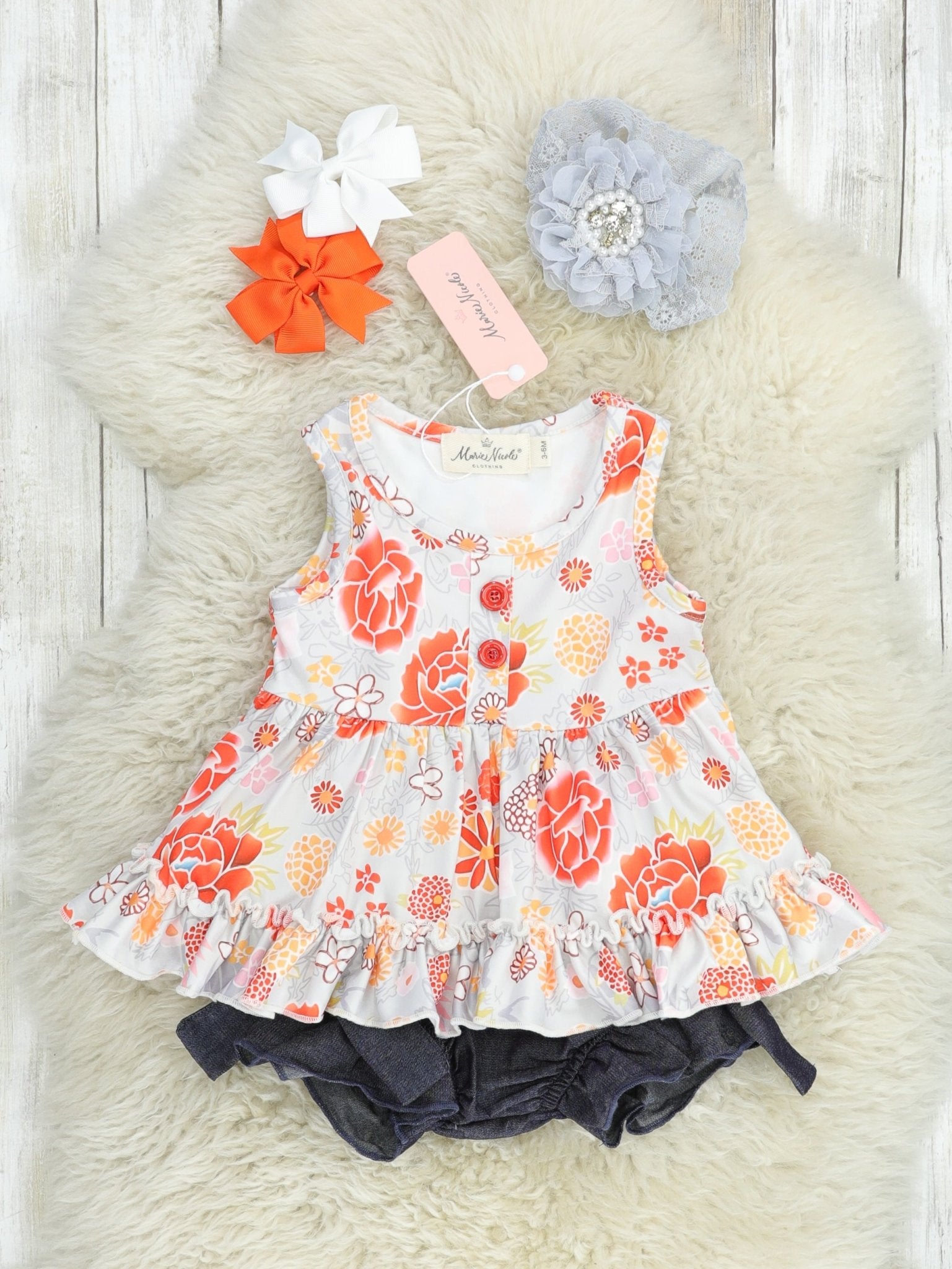 Orange Marigold Tunic & Bloomers Outfit - Marie Nicole Clothing