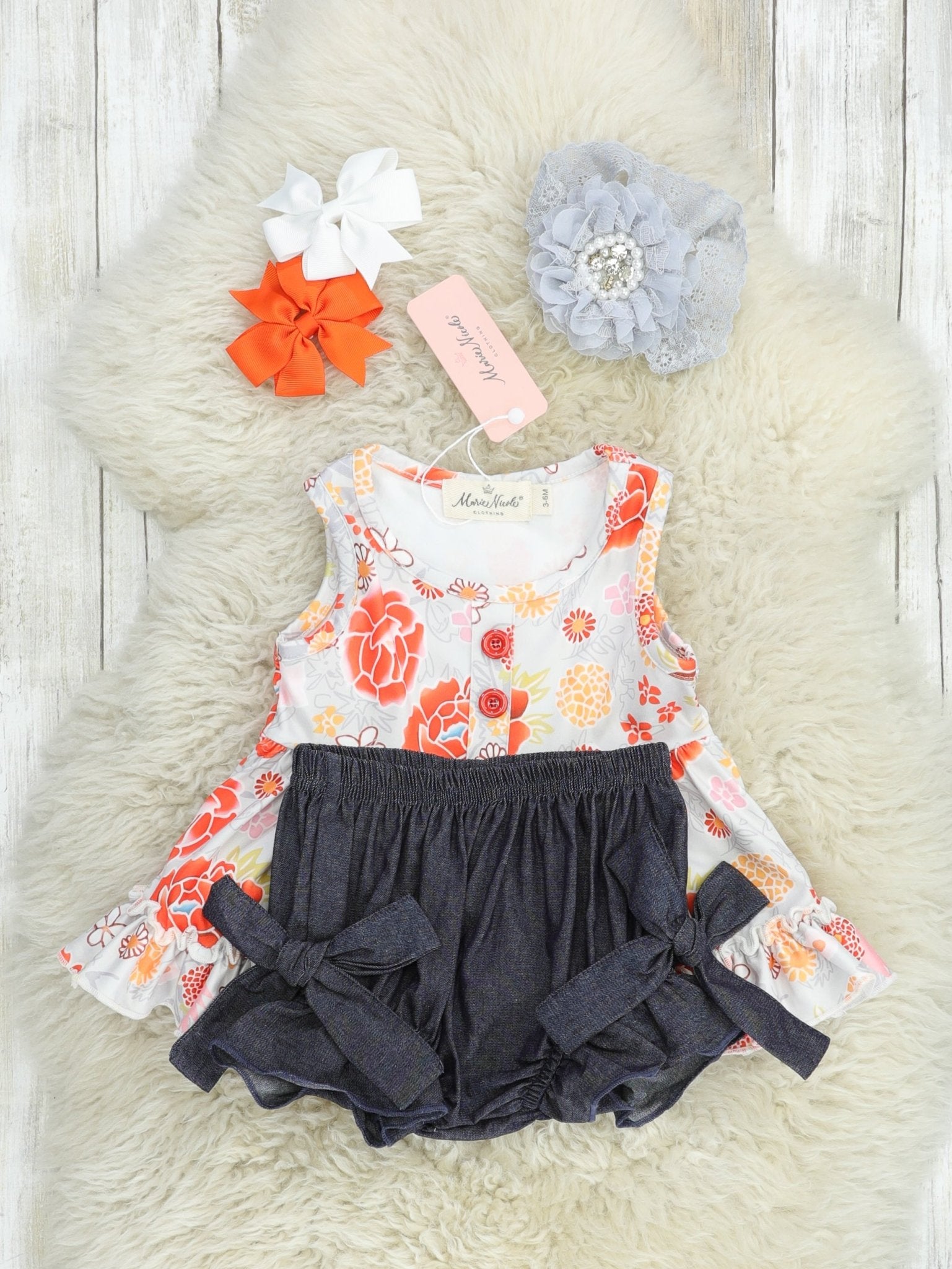 Orange Marigold Tunic & Bloomers Outfit - Marie Nicole Clothing