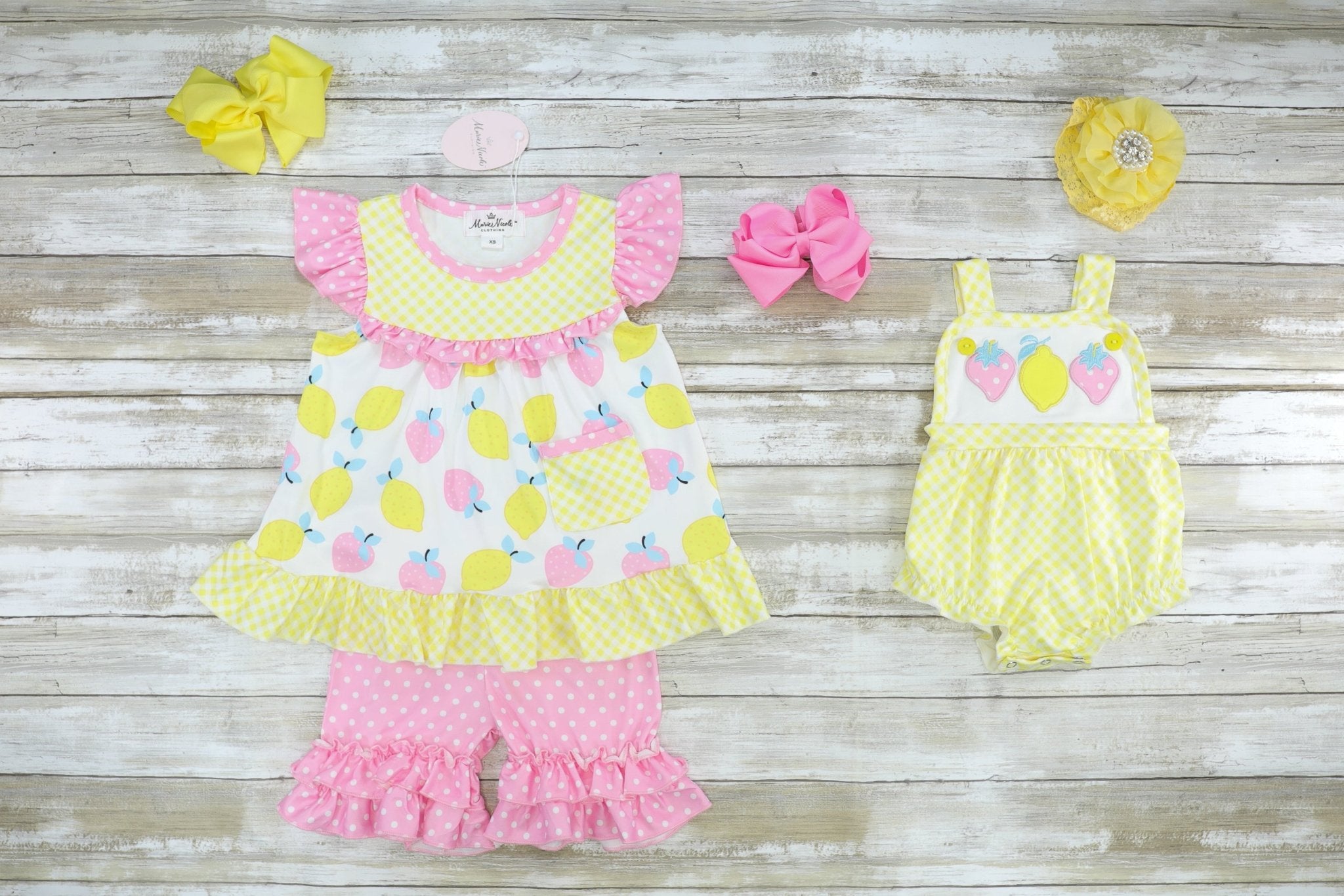 Strawberry Lemonade Bubble Romper - Marie Nicole Clothing