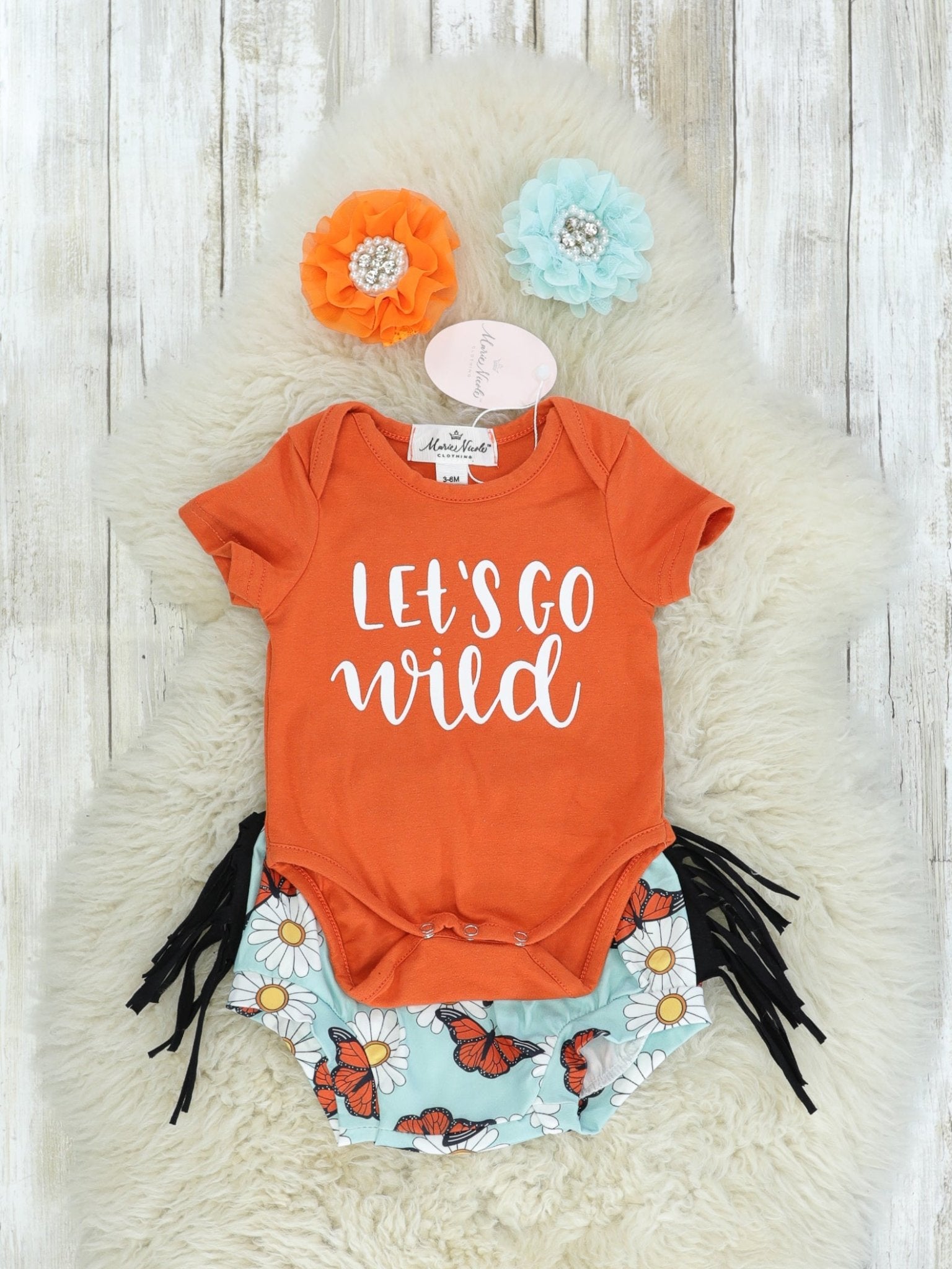 "Let's Go Wild" Top & Butterfly Fringe Bloomers Set - Marie Nicole Clothing
