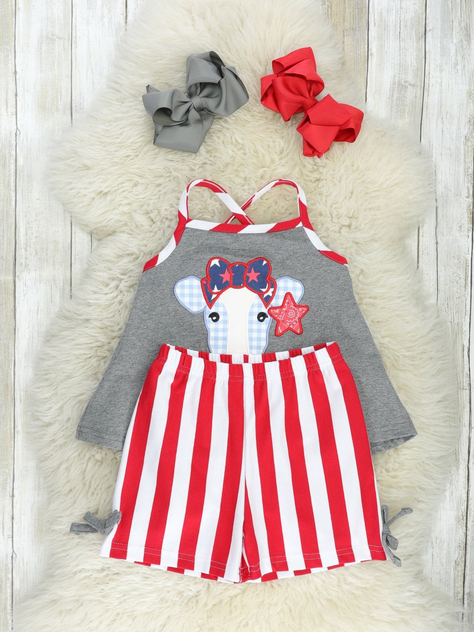 Stars & Stripes Cow Outfit - Marie Nicole Clothing