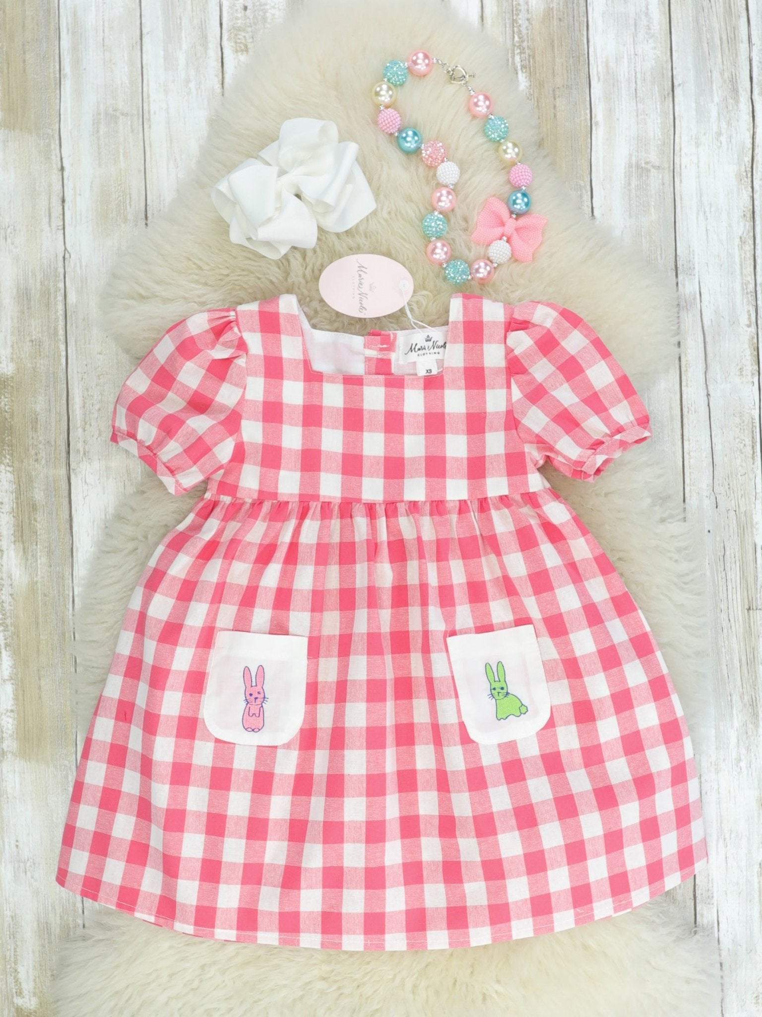 Picnic Bunnies Cotton Dress - Marie Nicole Clothing