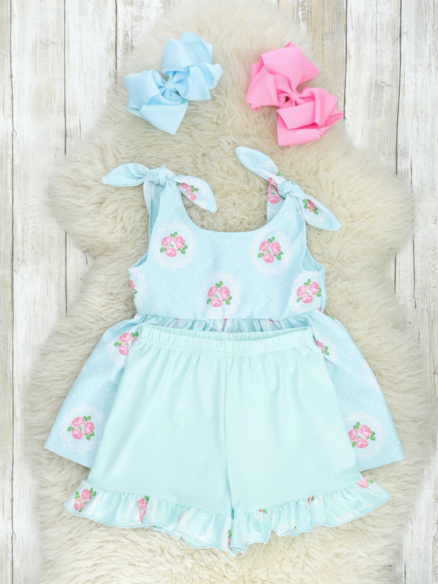 Pink Floral Tie Tank Outfit - Marie Nicole Clothing