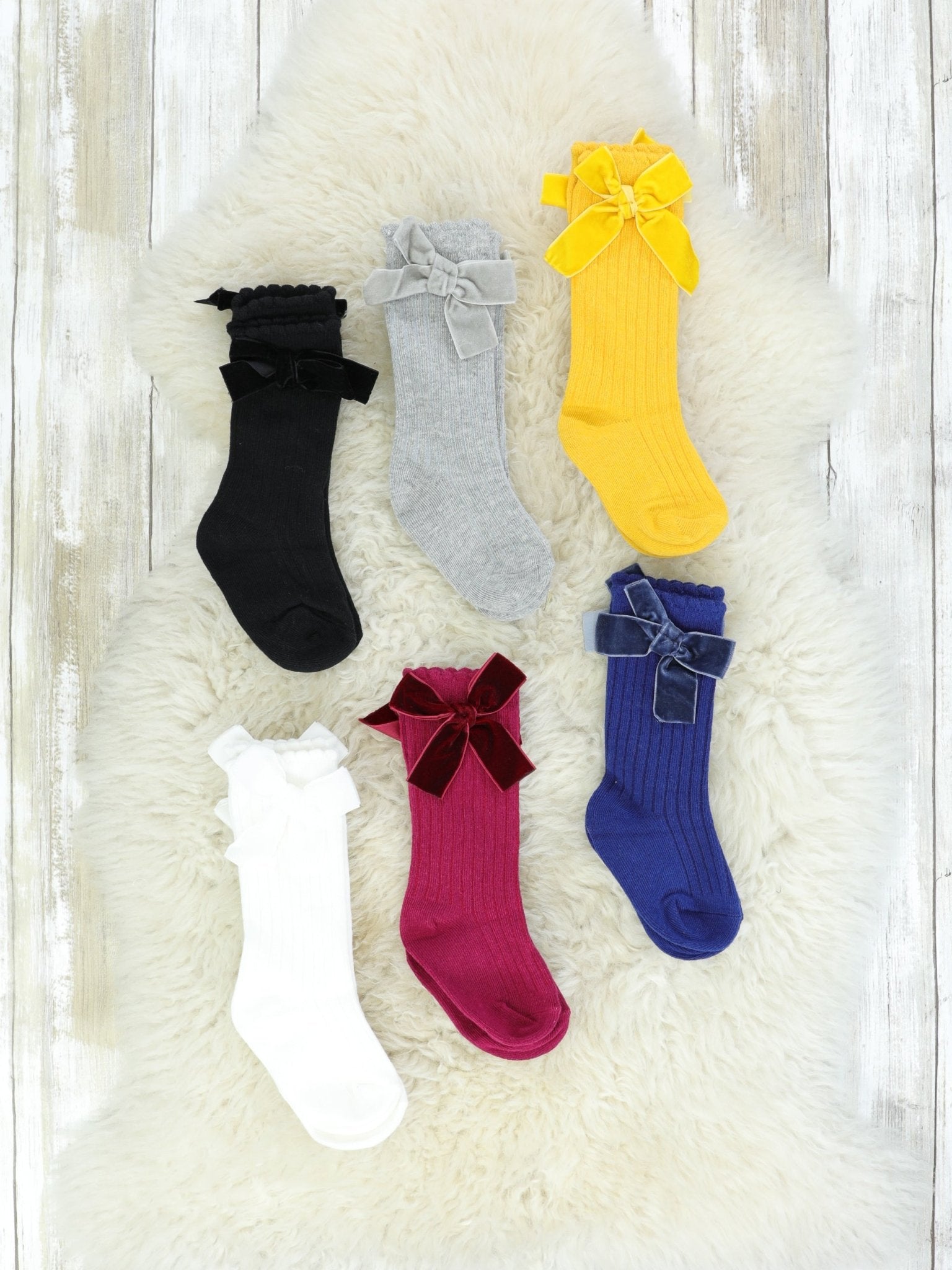 Velvet Bow Socks - 6 Colors Available - Marie Nicole Clothing