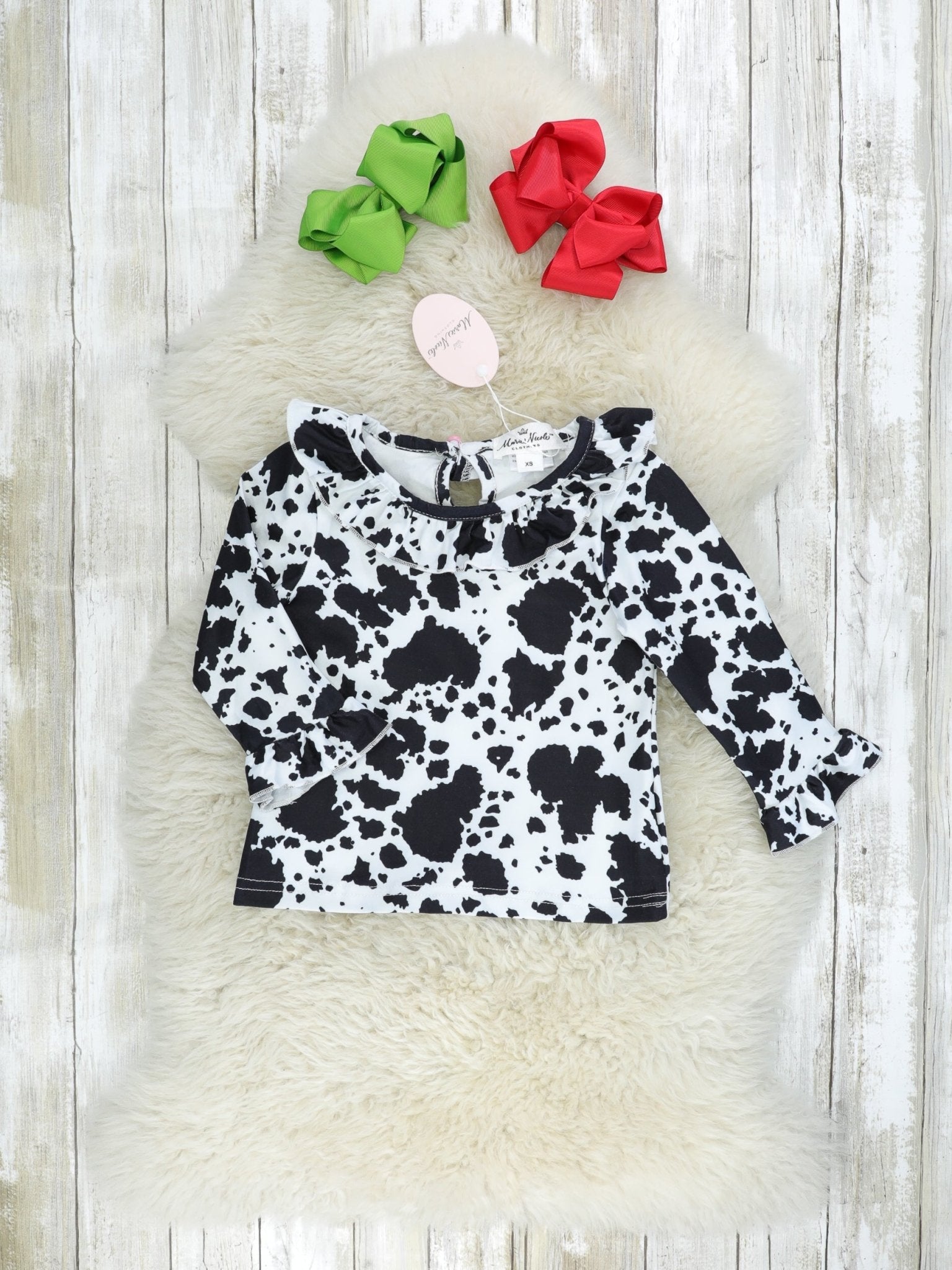 Festive Cow Ruffle Overall Dress - Marie Nicole Clothing