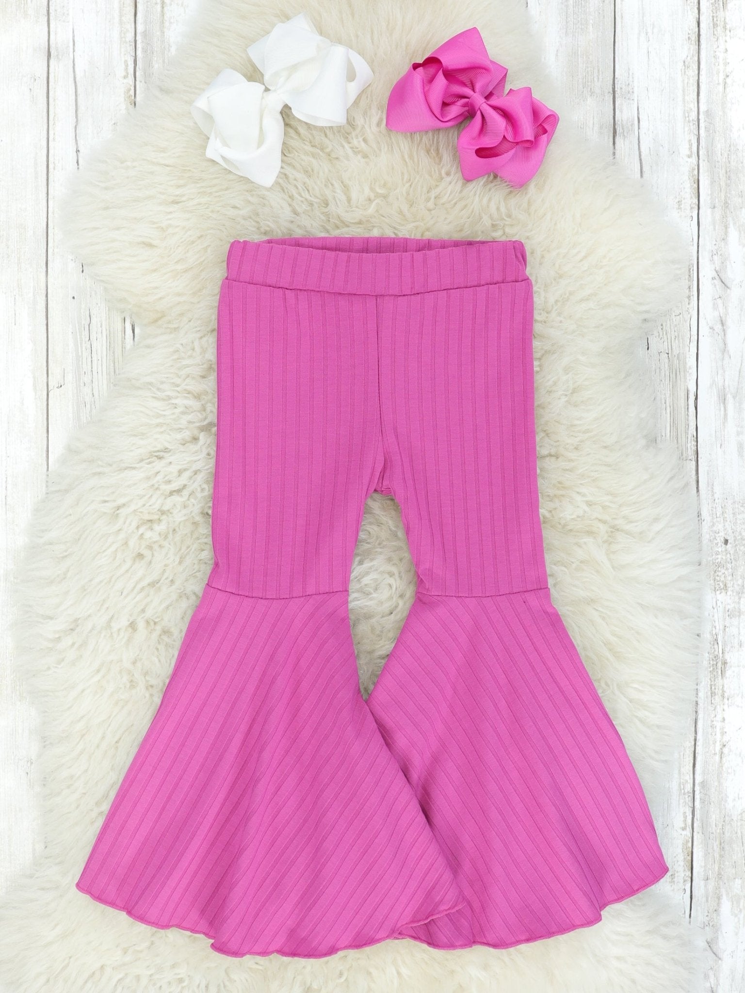 Ribbed Fuchsia Bell Bottoms - Marie Nicole Clothing