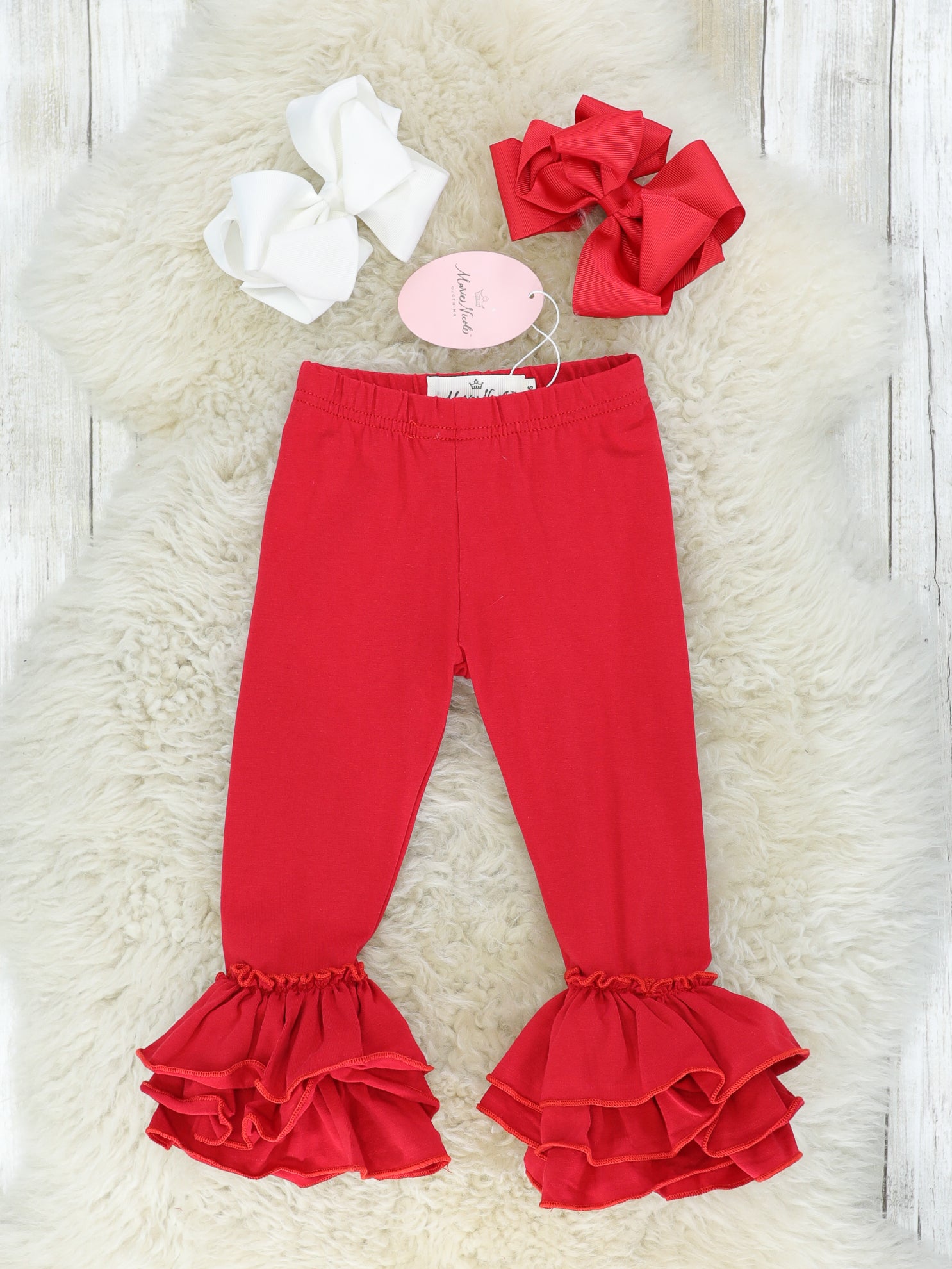 Cotton Bell Ruffle Leggings - Red – Marie Nicole Clothing