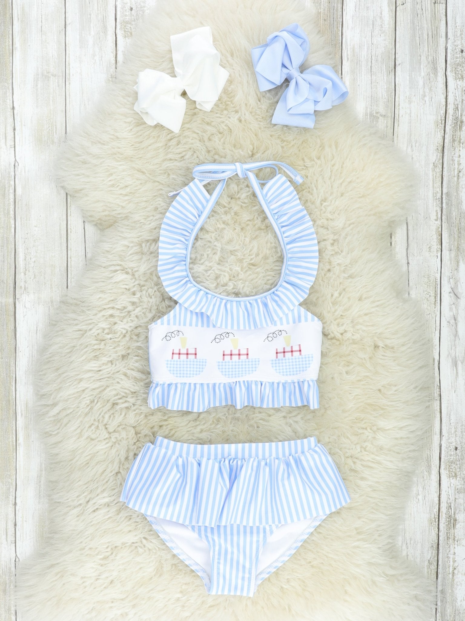 Striped Steamboat 2 - Piece Swimsuit - Marie Nicole Clothing
