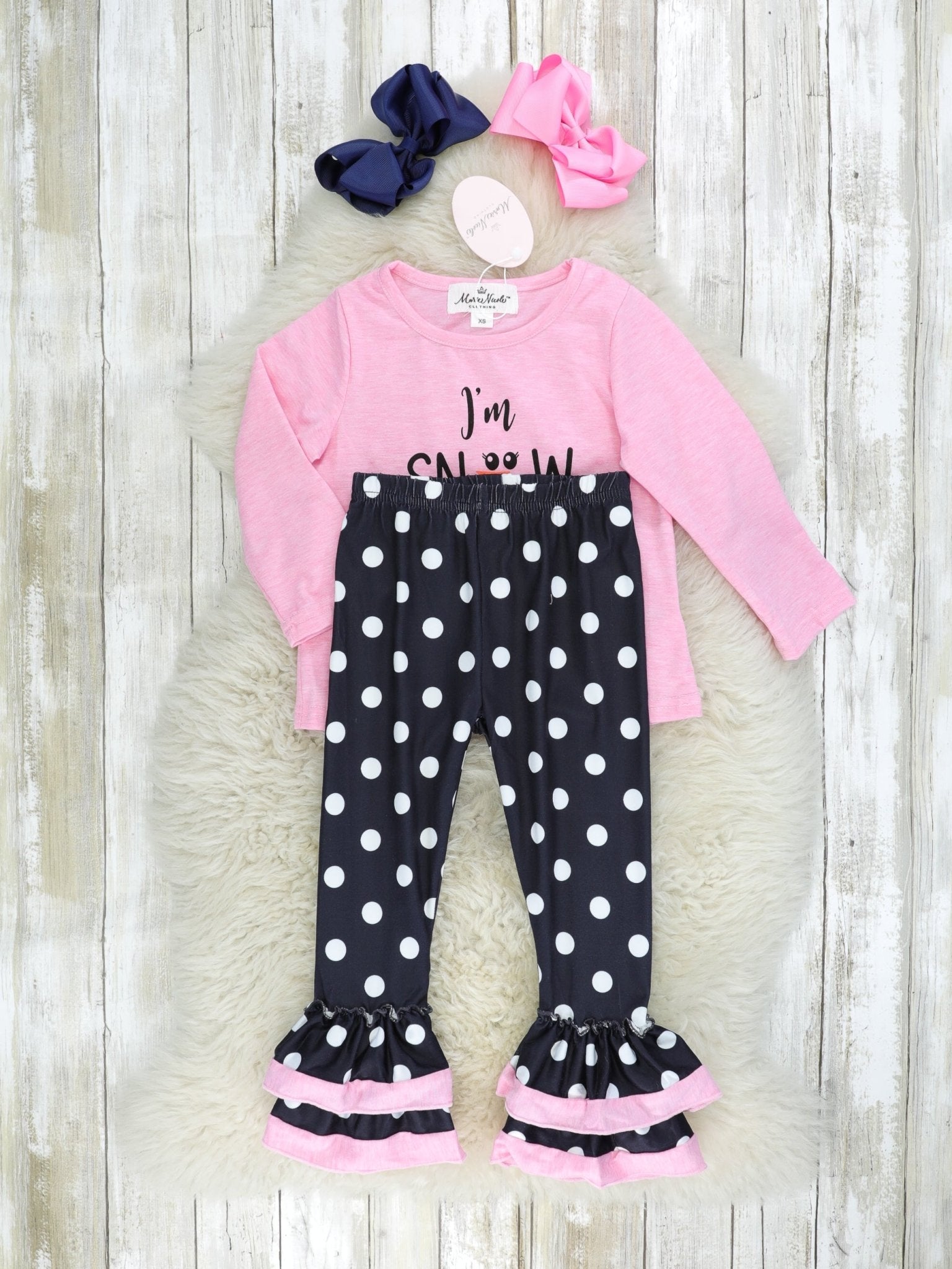 Pink "I'm Snow Cute" Ruffle Outfit - Marie Nicole Clothing