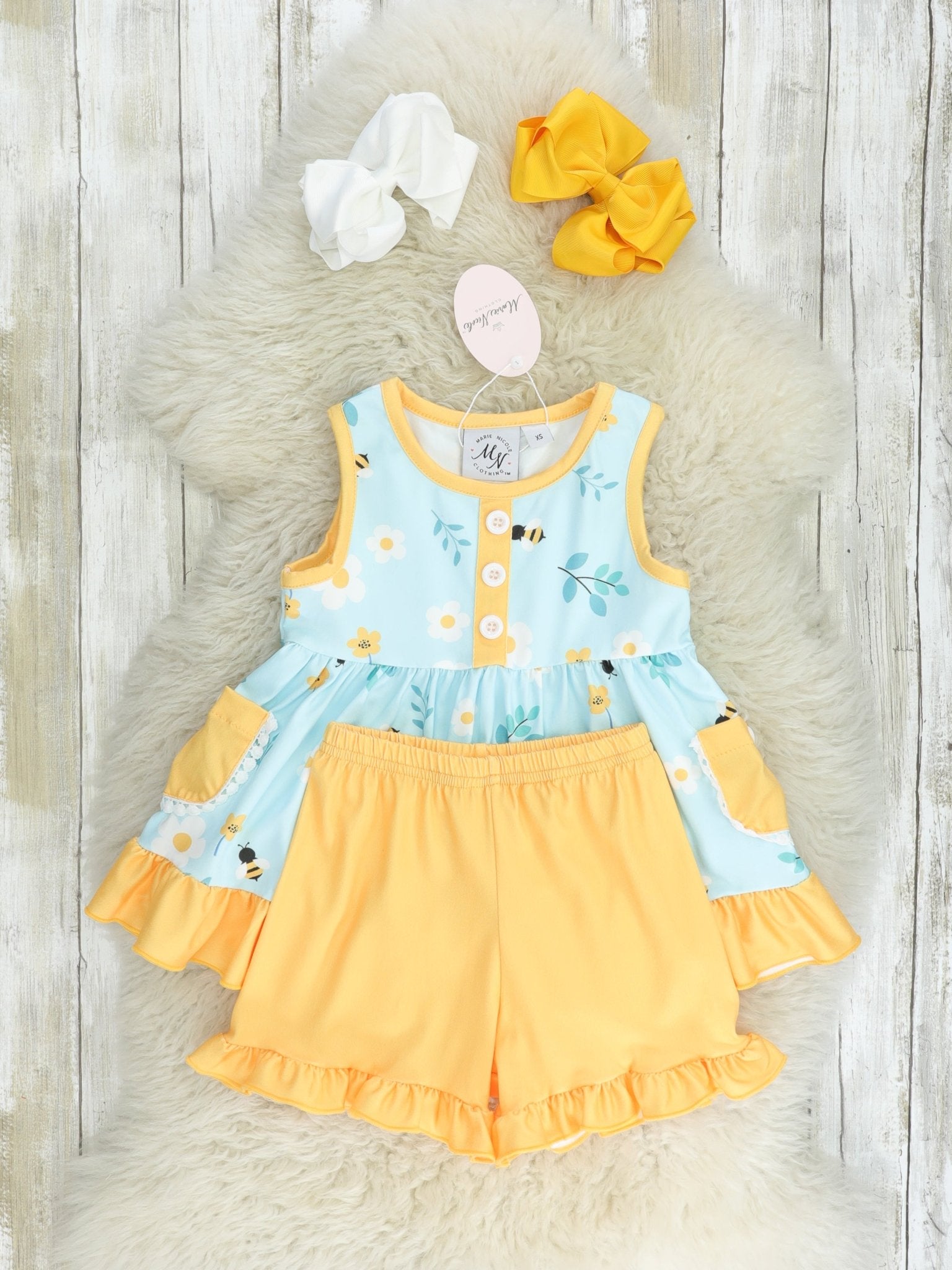 Beautiful Bees Ruffle Outfit - Marie Nicole Clothing