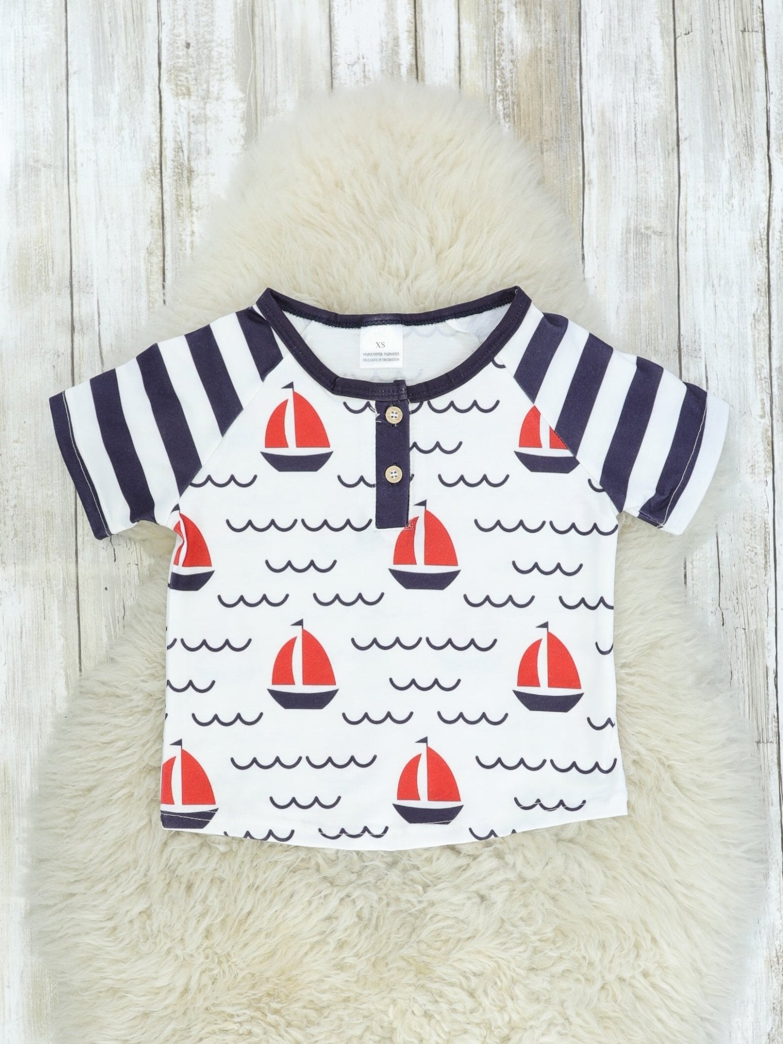 Red, White, & Blue Sailboat Shirt - Marie Nicole Clothing
