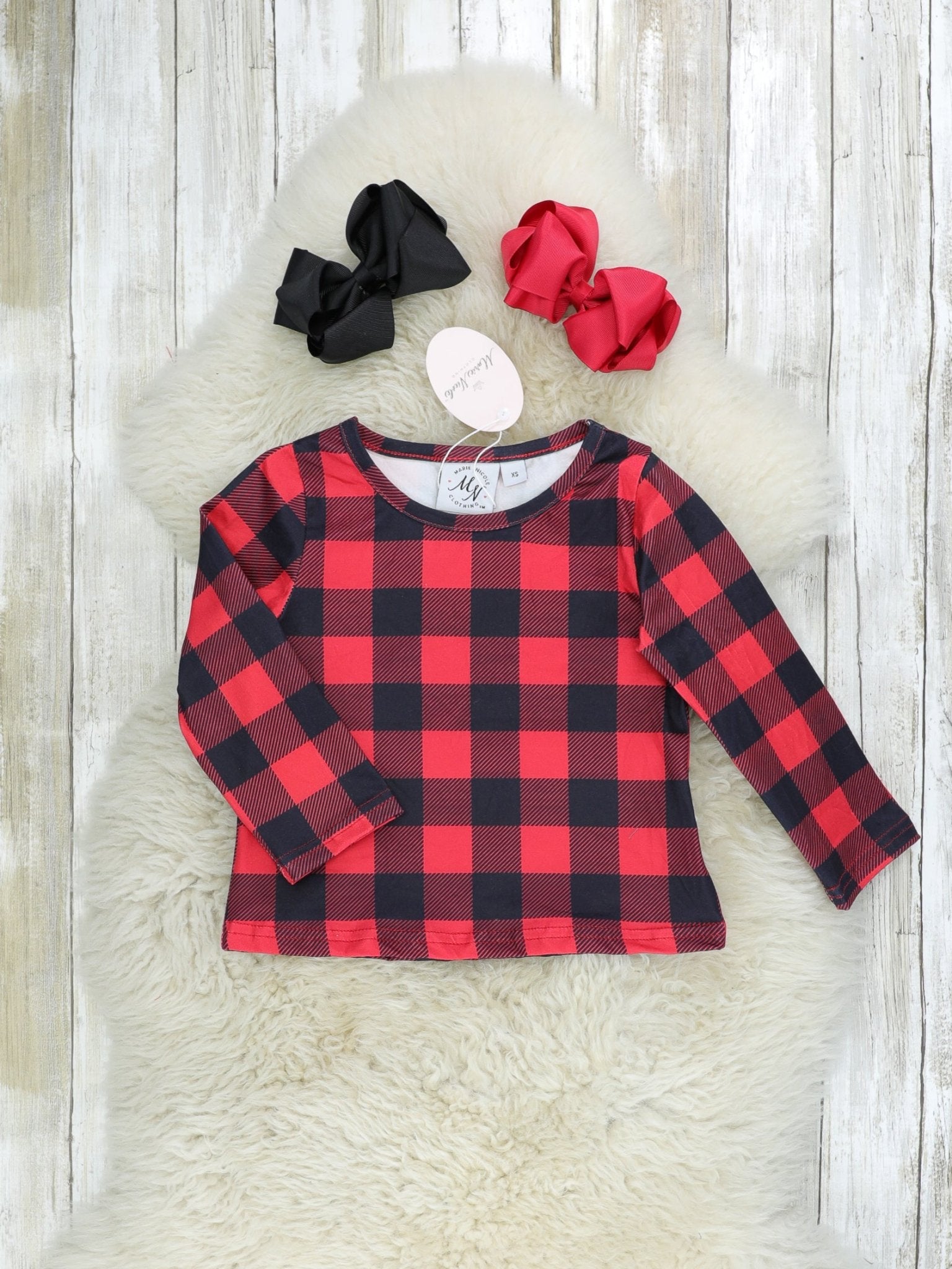 Buffalo Plaid & Leopard Reindeer Dress - Marie Nicole Clothing