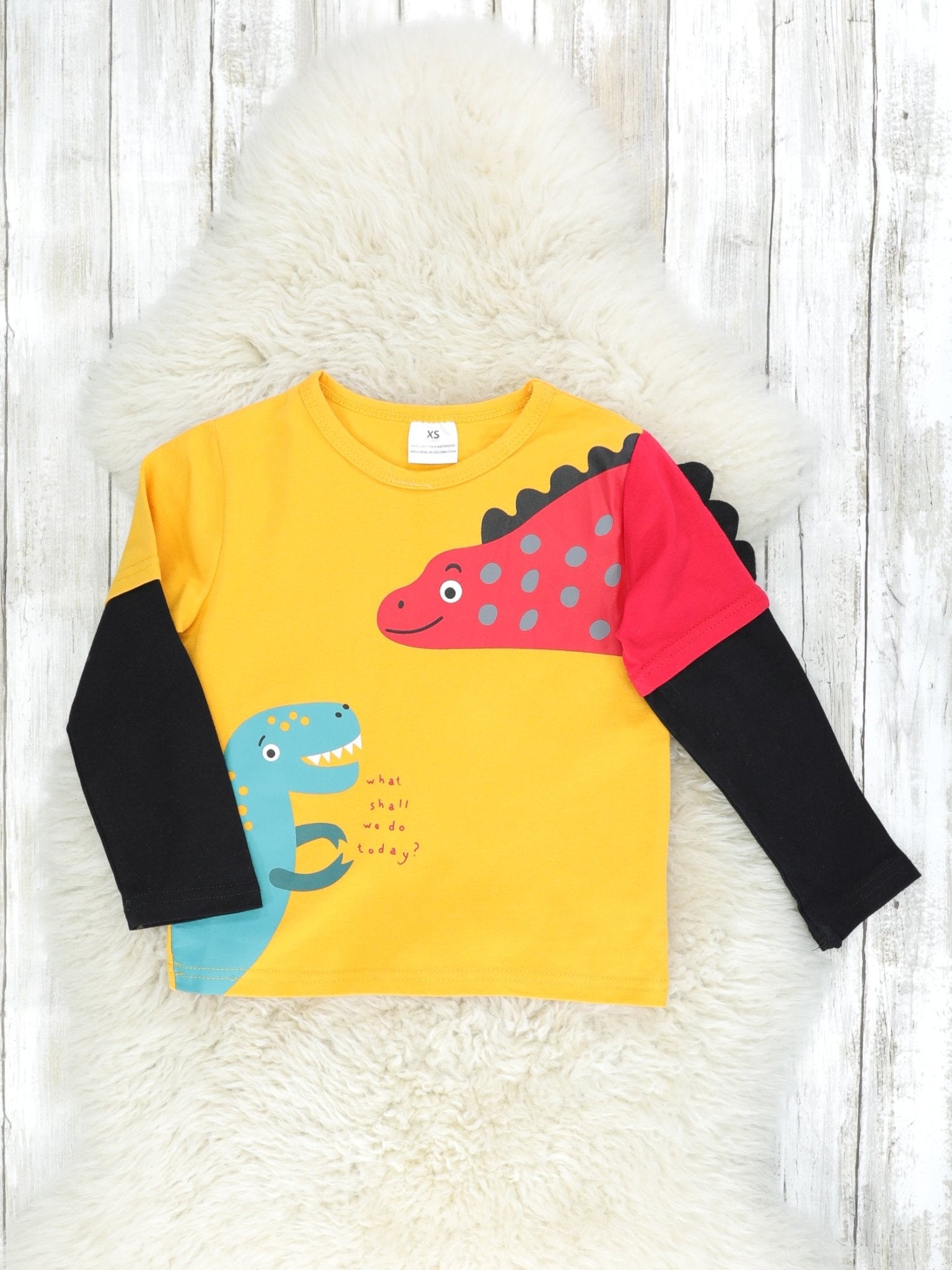 Mustard Dinosaur Layered Shirt - Marie Nicole Clothing