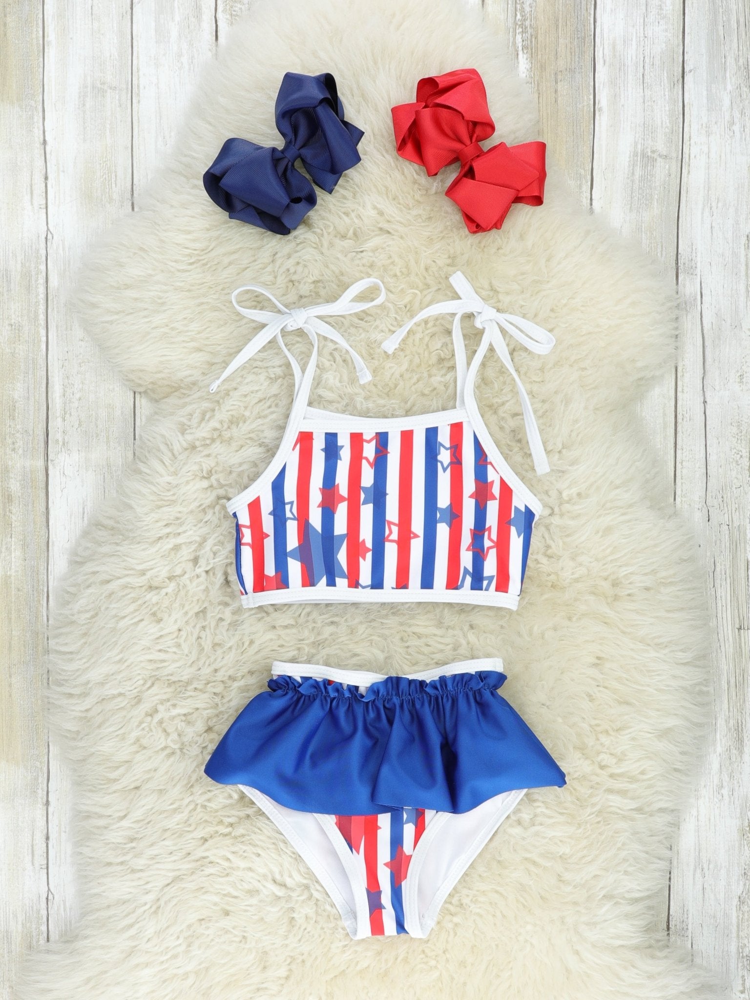 Stars & Stripes Two - Piece Ruffle Swimsuit - Marie Nicole Clothing