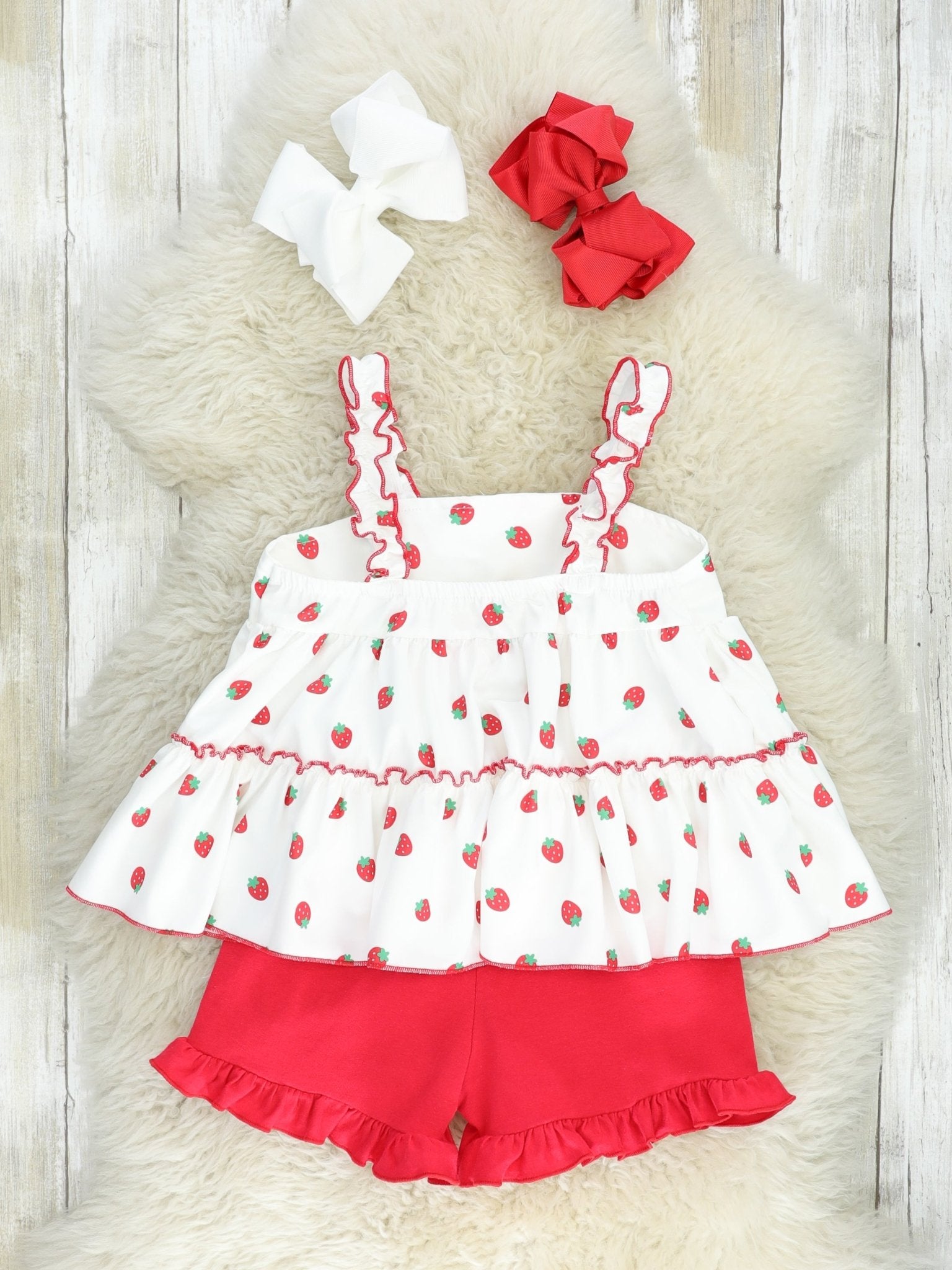 Tiered Ditsy Strawberry Outfit - Marie Nicole Clothing
