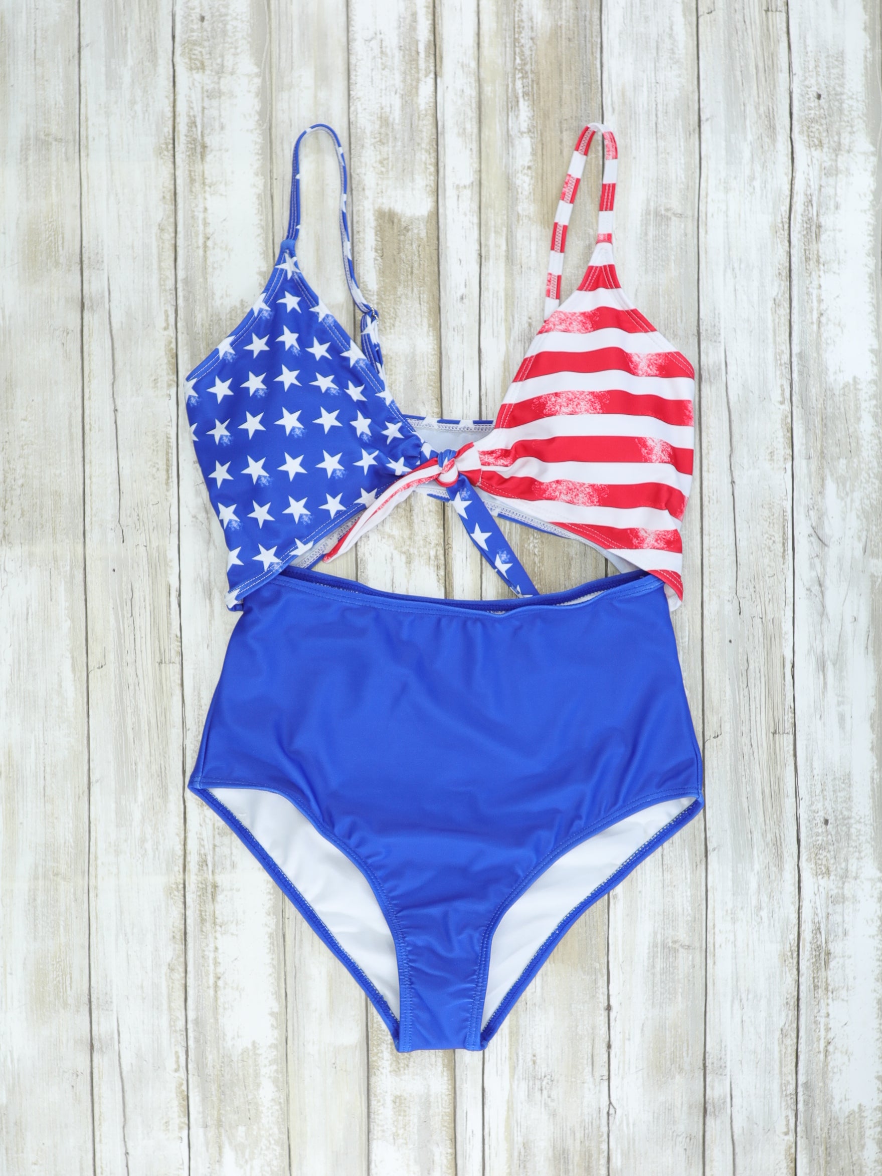 High fashion waisted american flag bikini