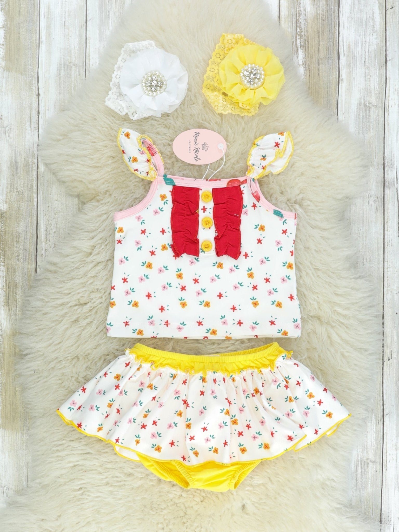 Dainty Floral Top & A Bloomer Skirt - Marie Nicole Clothing
