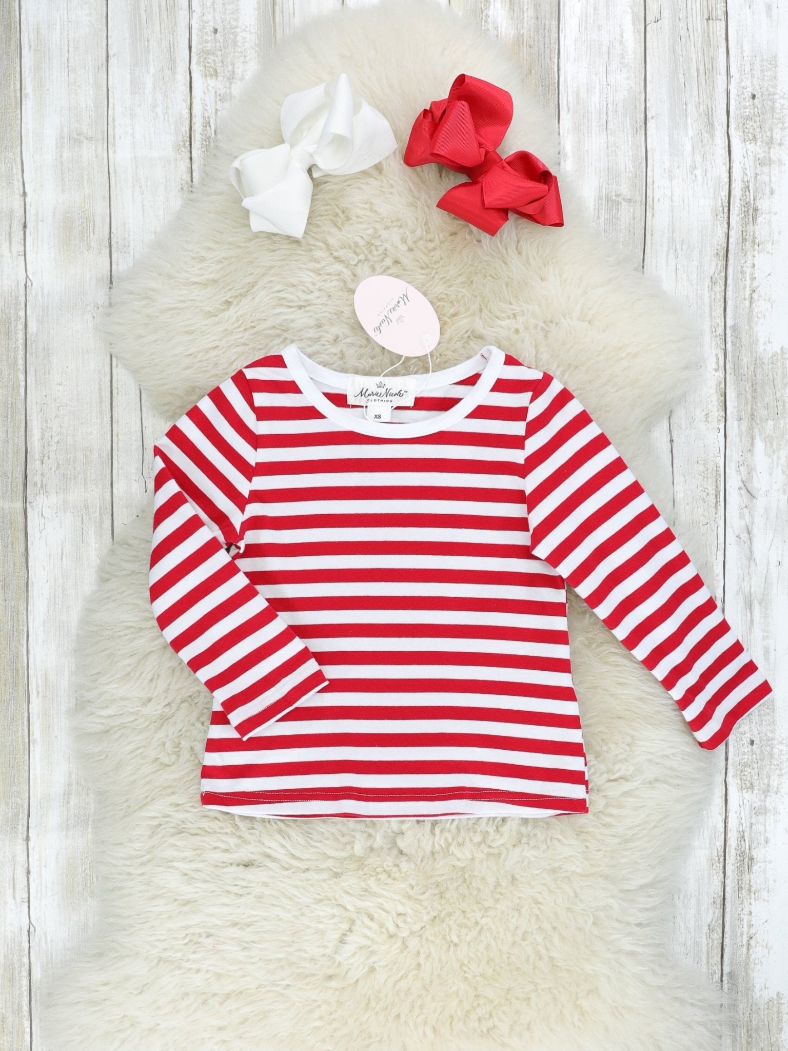 Red Striped Shirt & Denim Santa Overall Dress Set - Marie Nicole Clothing